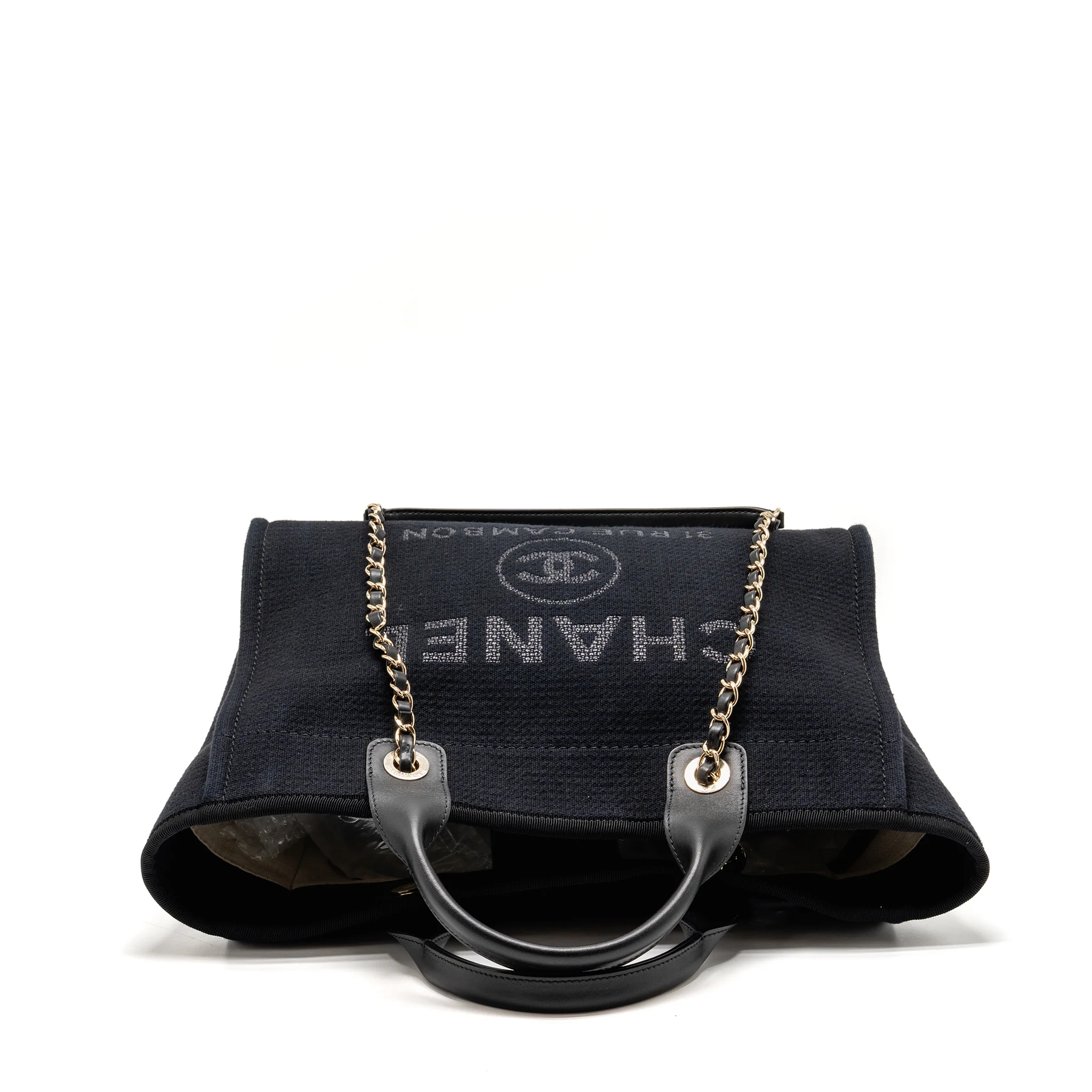 Chanel Deauville Tote Bag Canvas/Calfskin Black LGHW (Microchip) - Image 5