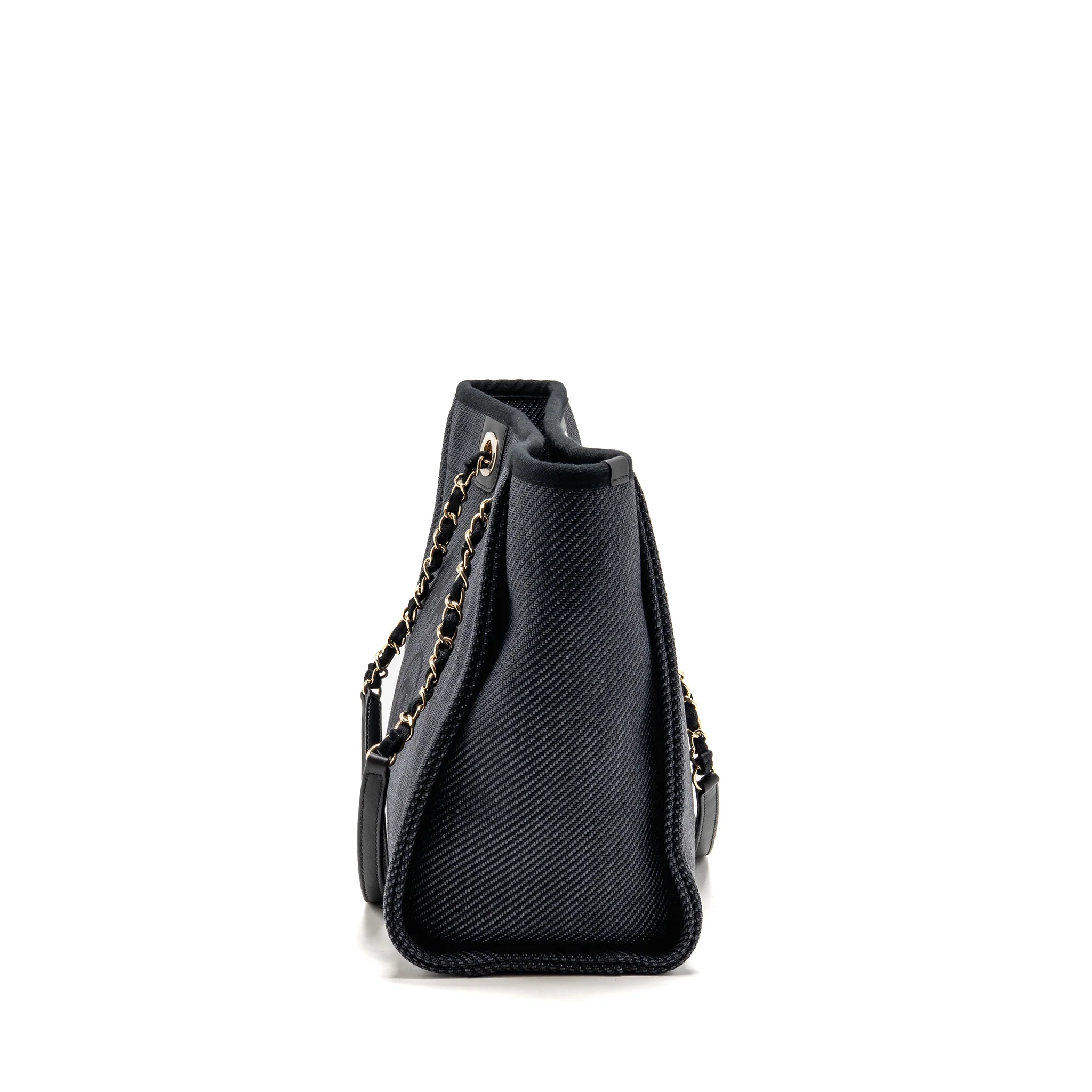Chanel Deauville tote fabric black LGHW - Image 4