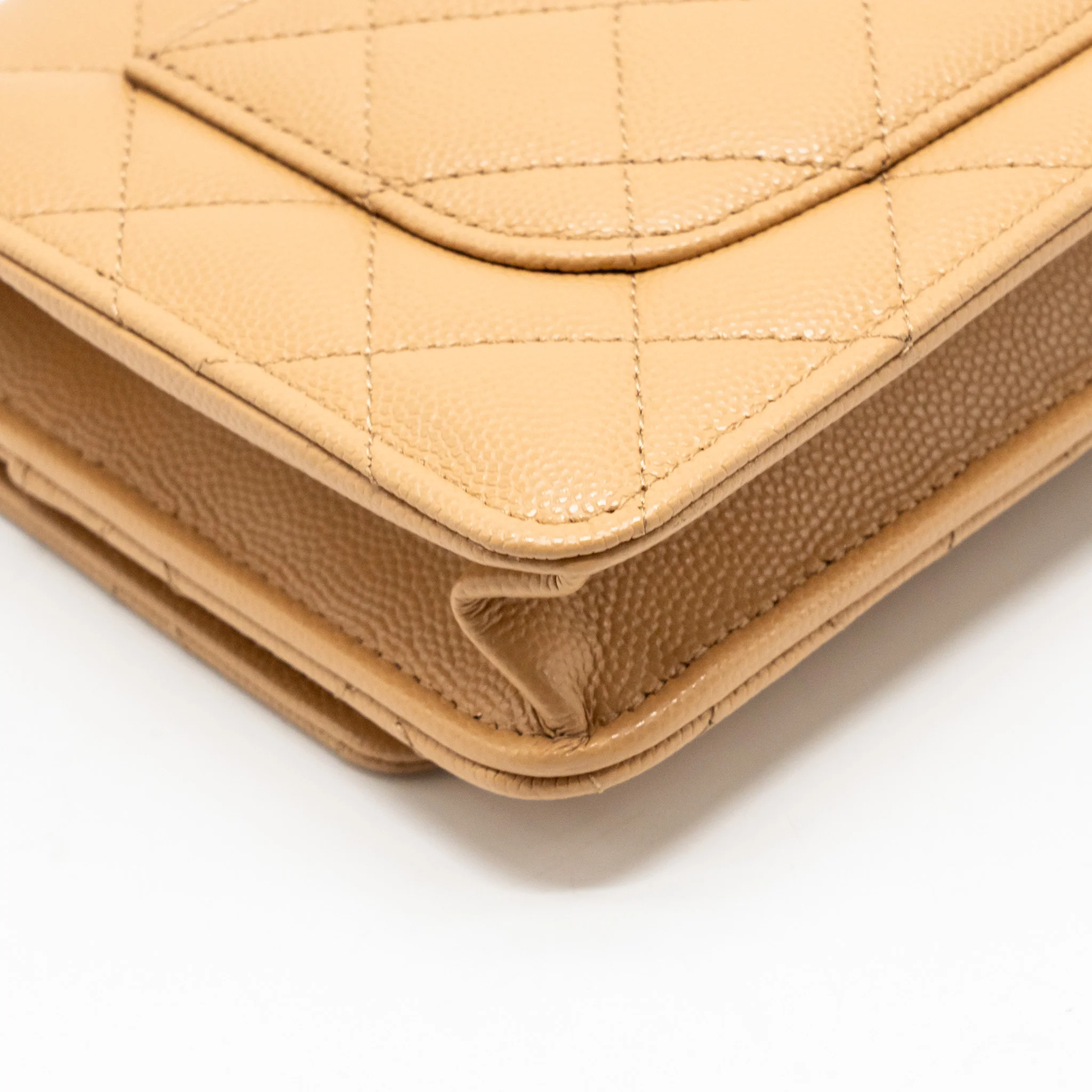 Chanel Detailed CC Classic Wallet on Chain Caviar Beige LGHW (Microchip) - Image 11