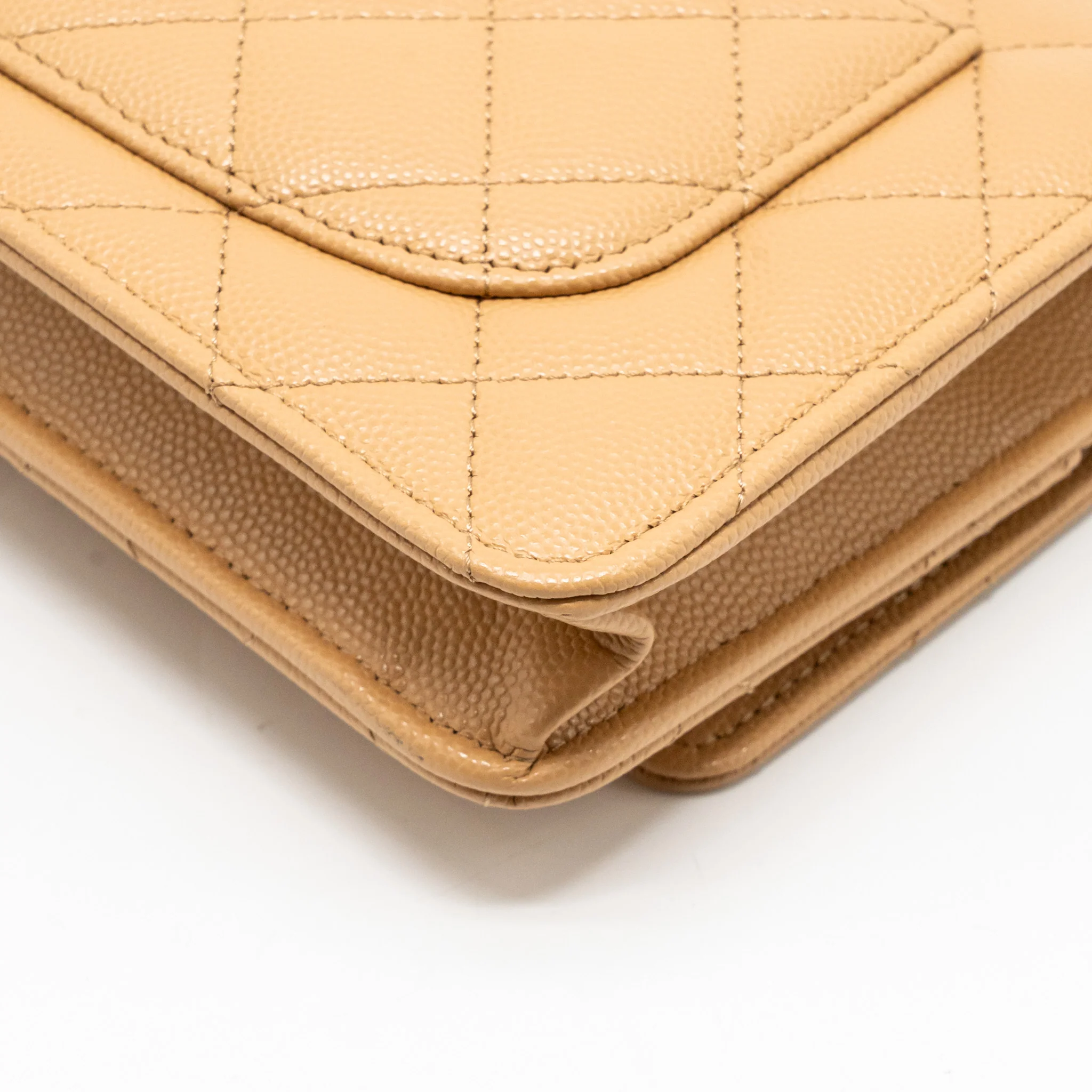 Chanel Detailed CC Classic Wallet on Chain Caviar Beige LGHW (Microchip) - Image 12