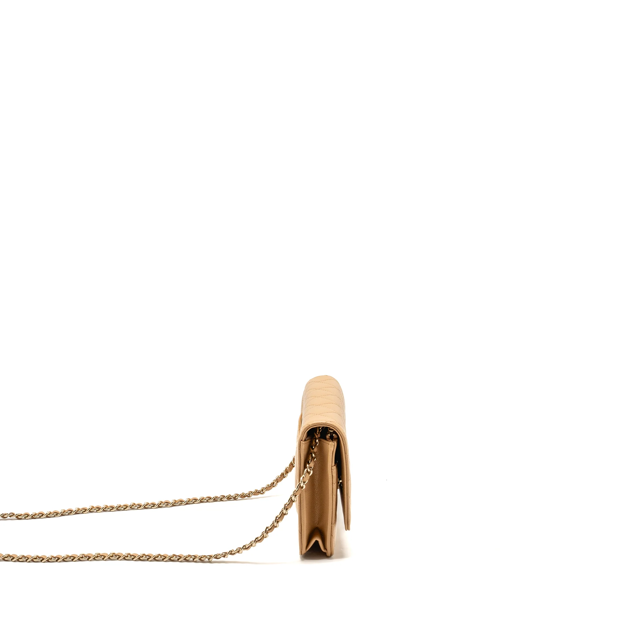 Chanel Detailed CC Classic Wallet on Chain Caviar Beige LGHW (Microchip) - Image 3