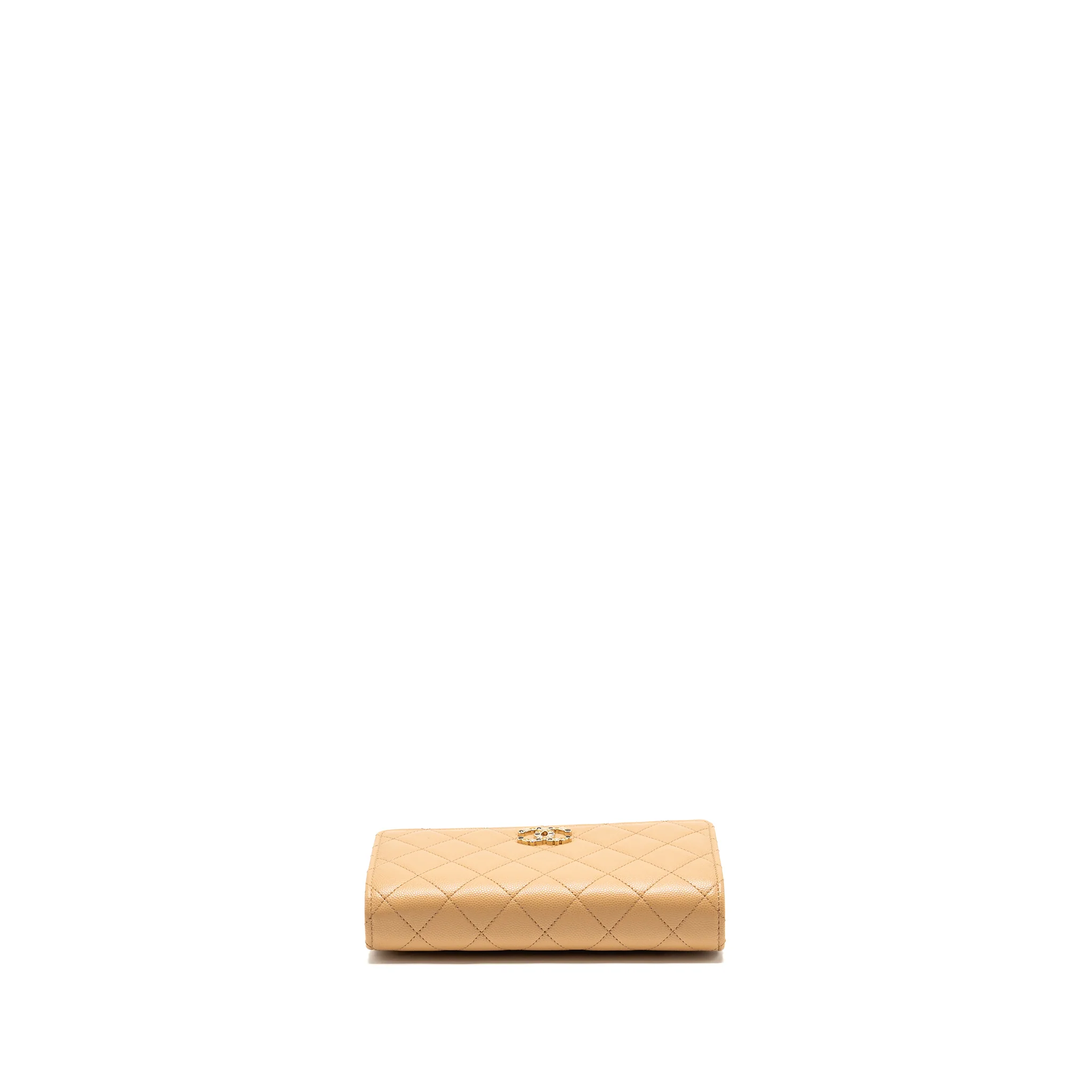 Chanel Detailed CC Classic Wallet on Chain Caviar Beige LGHW (Microchip) - Image 5