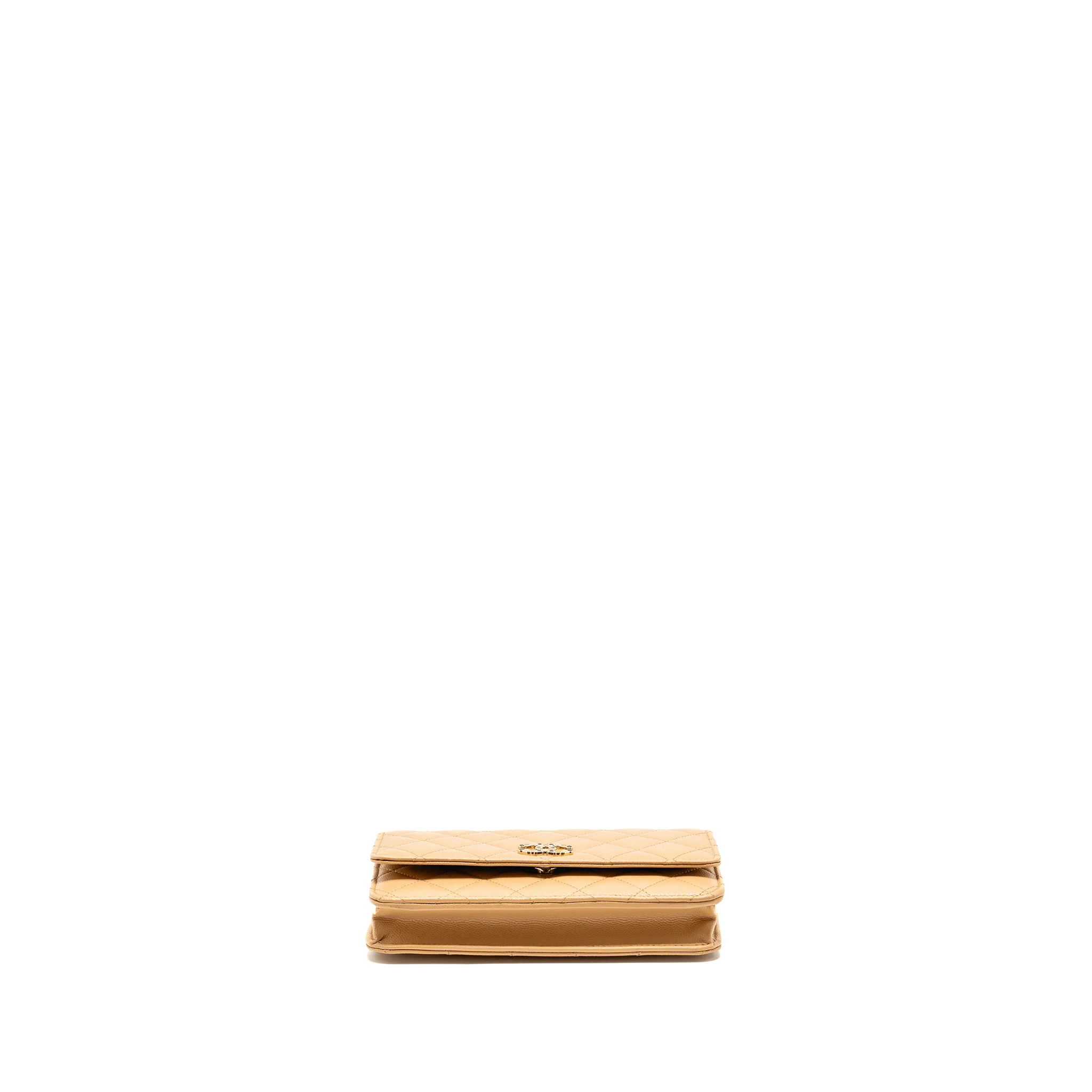 Chanel Detailed CC Classic Wallet on Chain Caviar Beige LGHW (Microchip) - Image 6