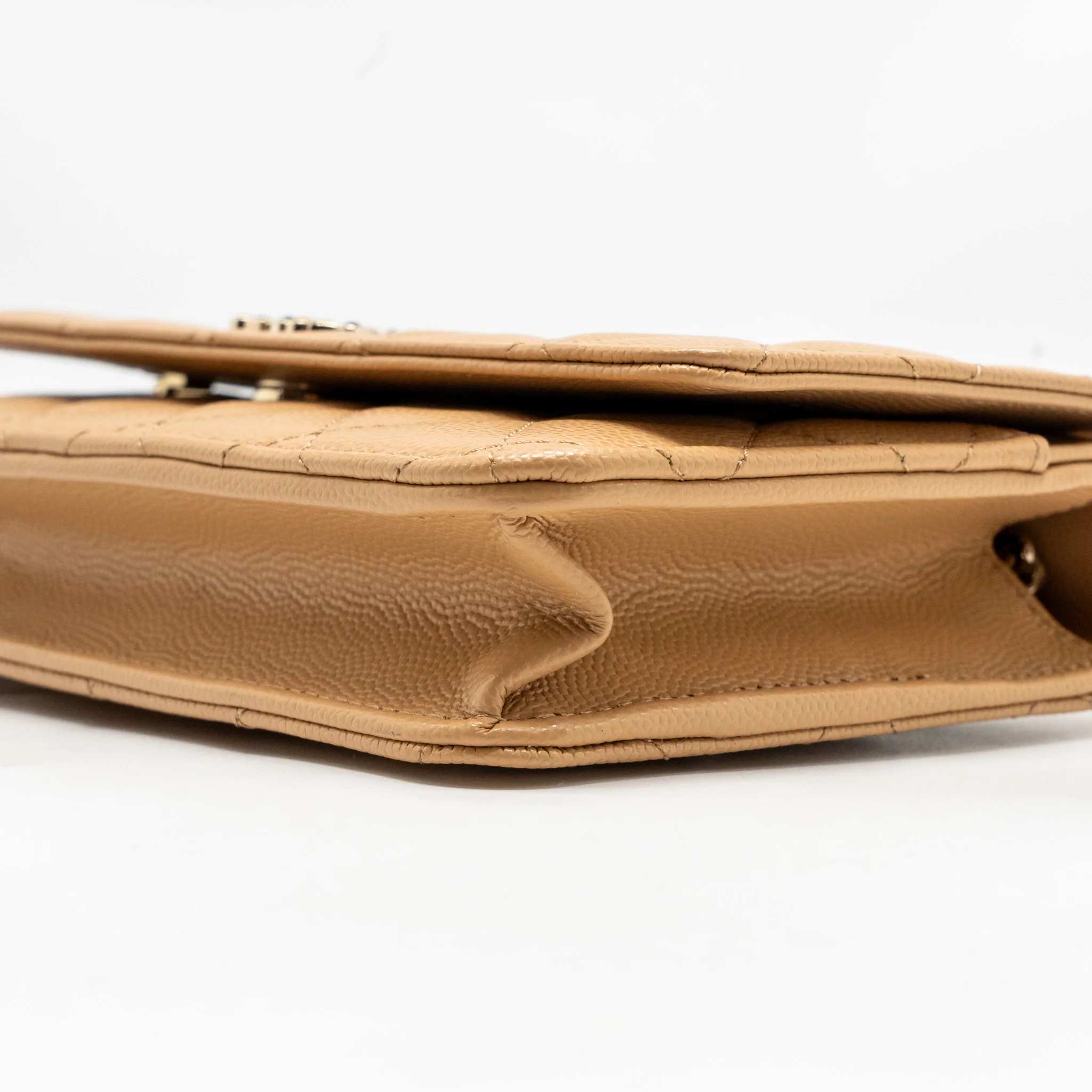 Chanel Detailed CC Classic Wallet on Chain Caviar Beige LGHW (Microchip) - Image 8