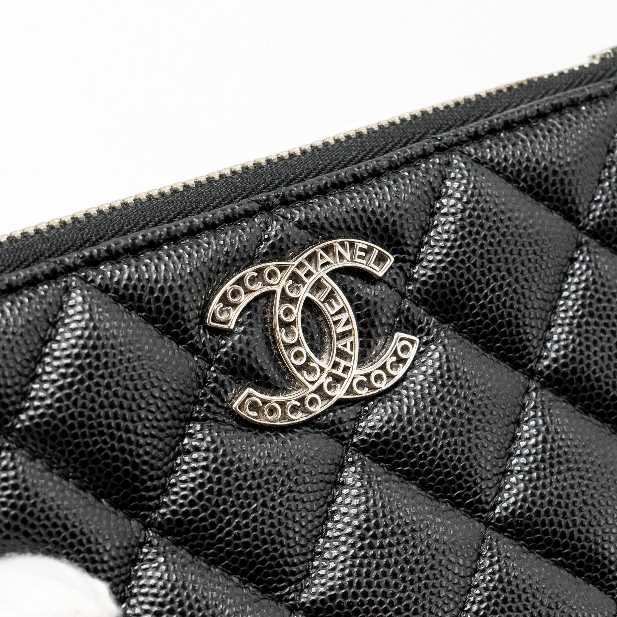 Chanel Detailed CC Small O-Case Pouch Caviar Black SHW (Microchip) - Image 8