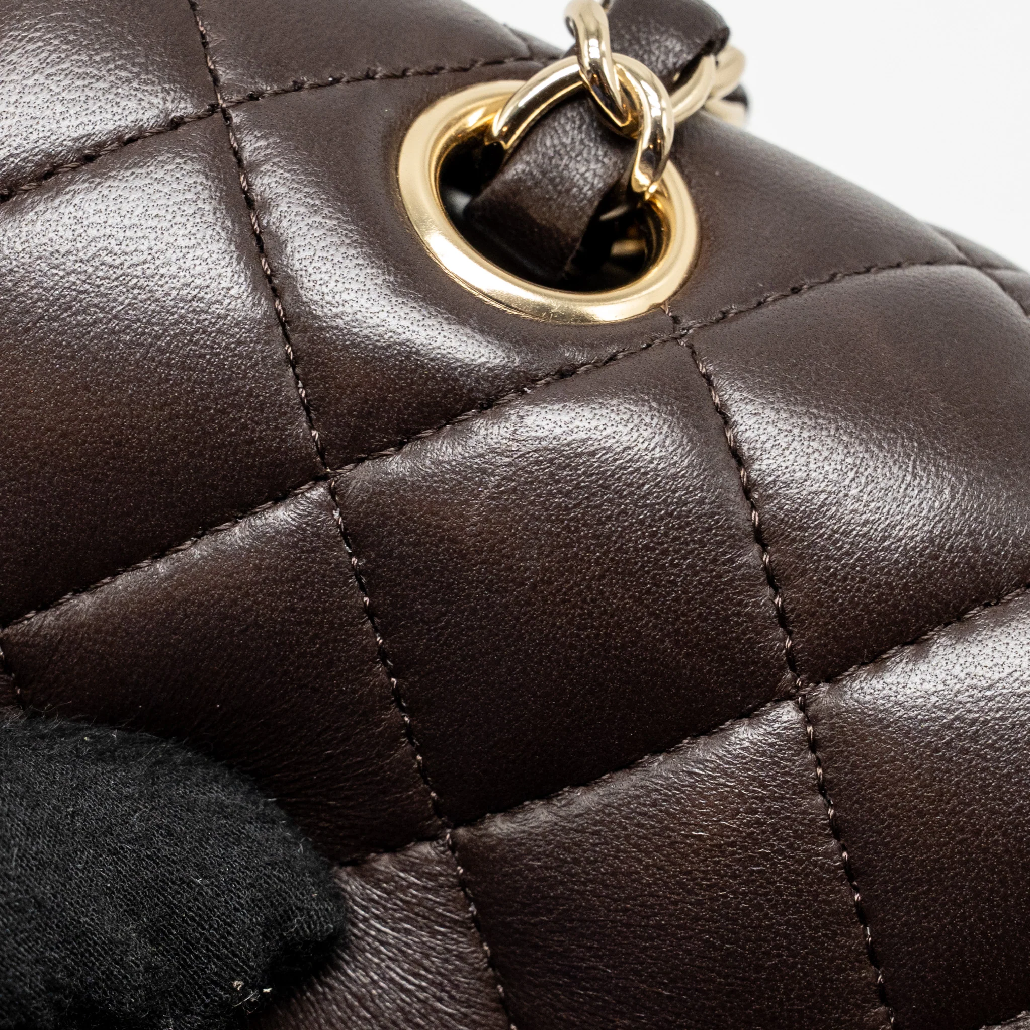 Chanel Small Classic Double Flap Bag Lambskin Dark Brown LGHW (Microchip) - Image 13