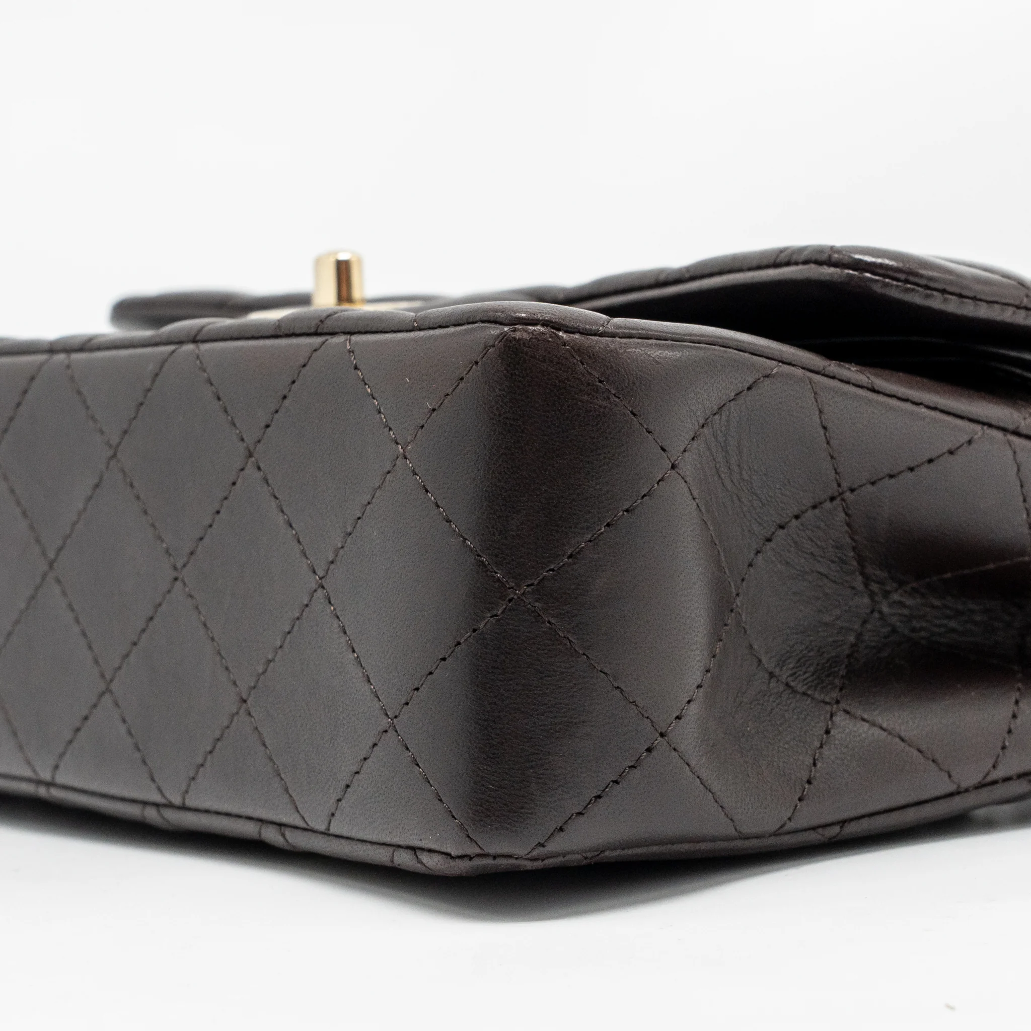 Chanel Small Classic Double Flap Bag Lambskin Dark Brown LGHW (Microchip) - Image 8
