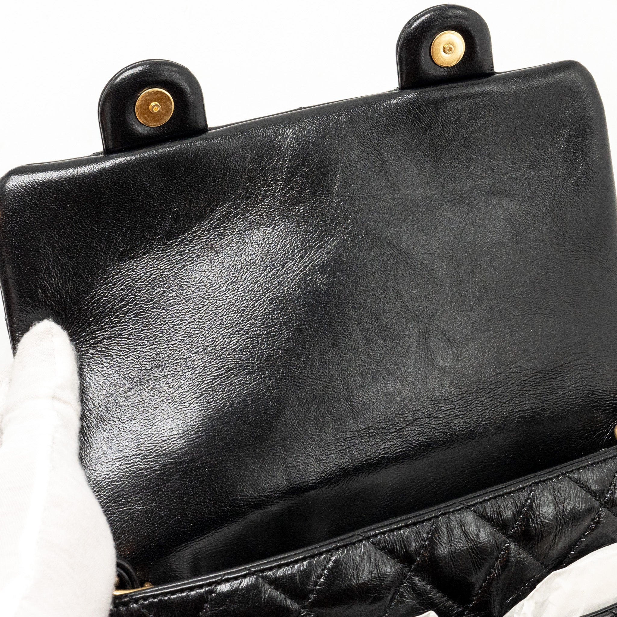 Chanel Double pocket top handle messanger bag shiny calfskin black GHW (microchip) - Image 14