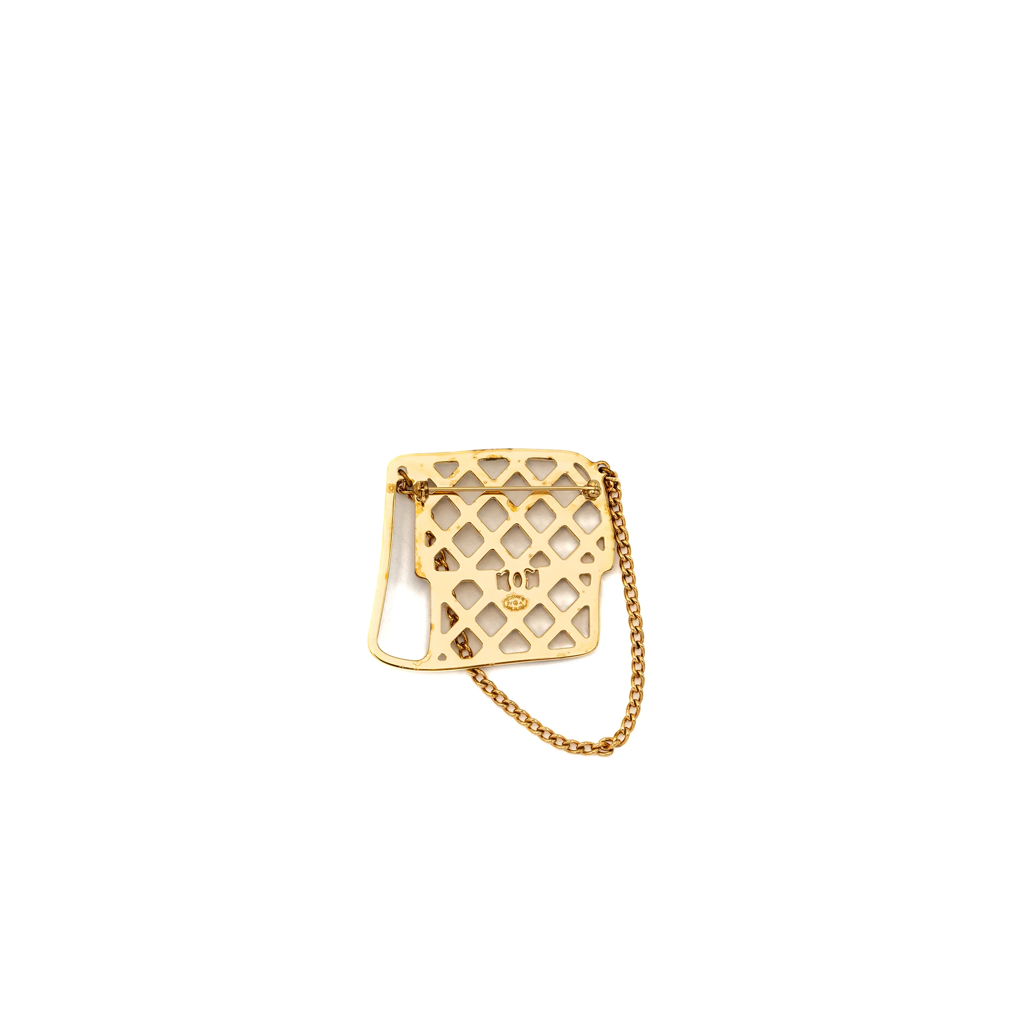 Chanel flap bag brooch with black crystal gold tone - Image 3