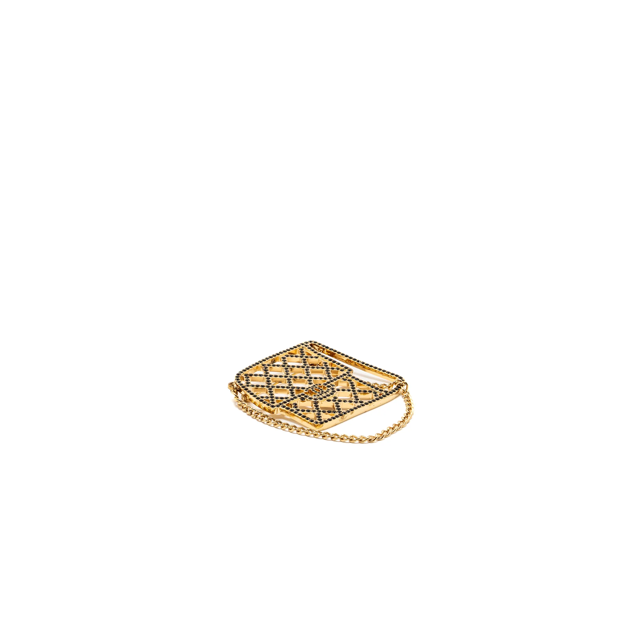Chanel flap bag brooch with black crystal gold tone - Image 4
