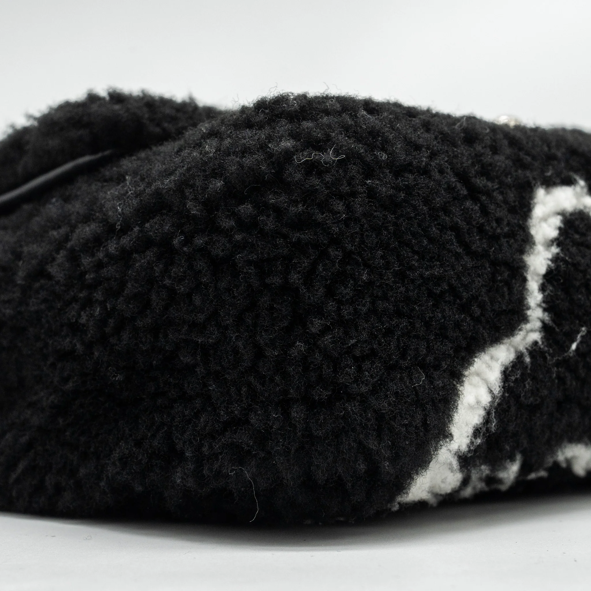 Chanel 22A Fluffy Camellia Flap Bag Embroidered Shearling Lambskin Black / White SHW (Microchip) - Image 6