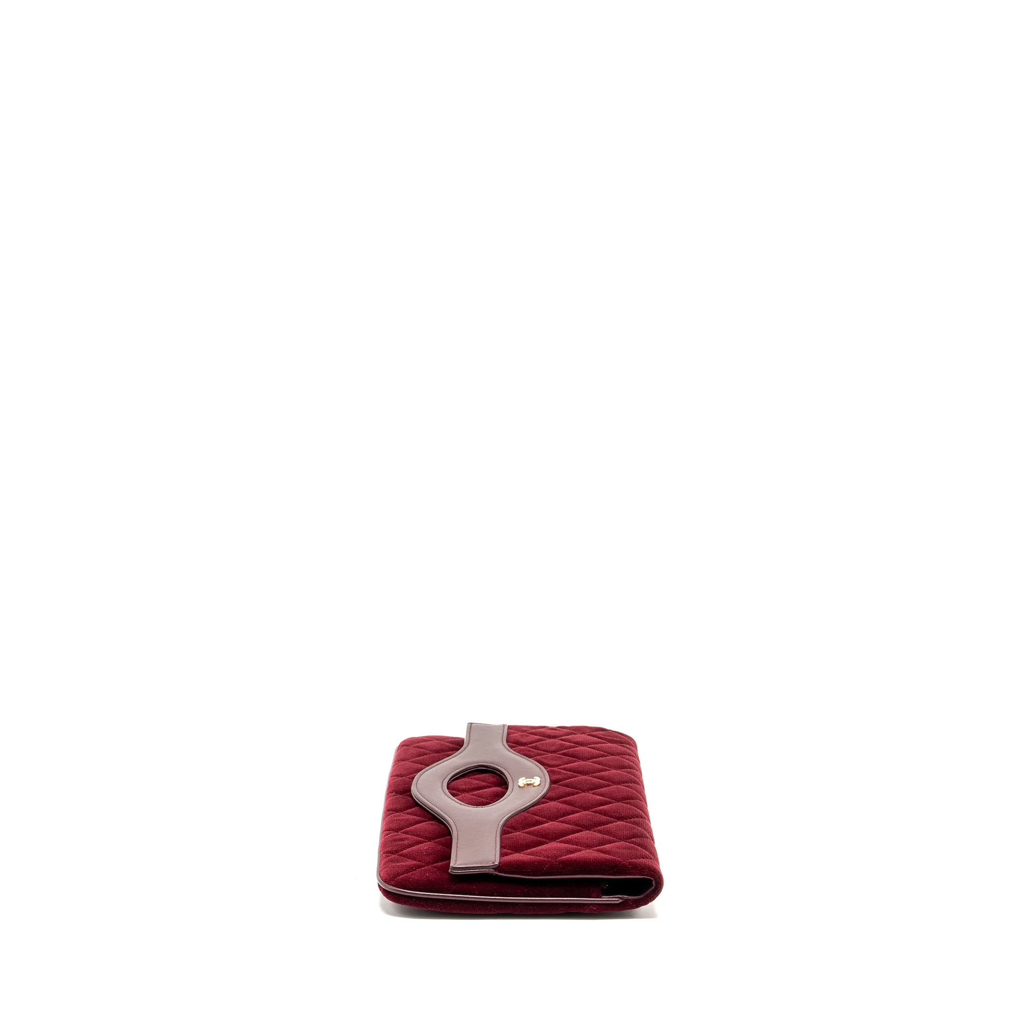 Chanel Folding Clutch Bag Velvet/Lambskin Burgundy LGHW - Image 4