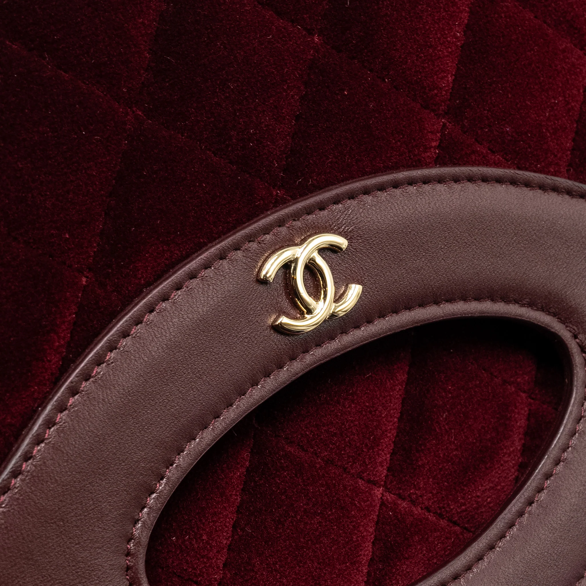 Chanel Folding Clutch Bag Velvet/Lambskin Burgundy LGHW - Image 8