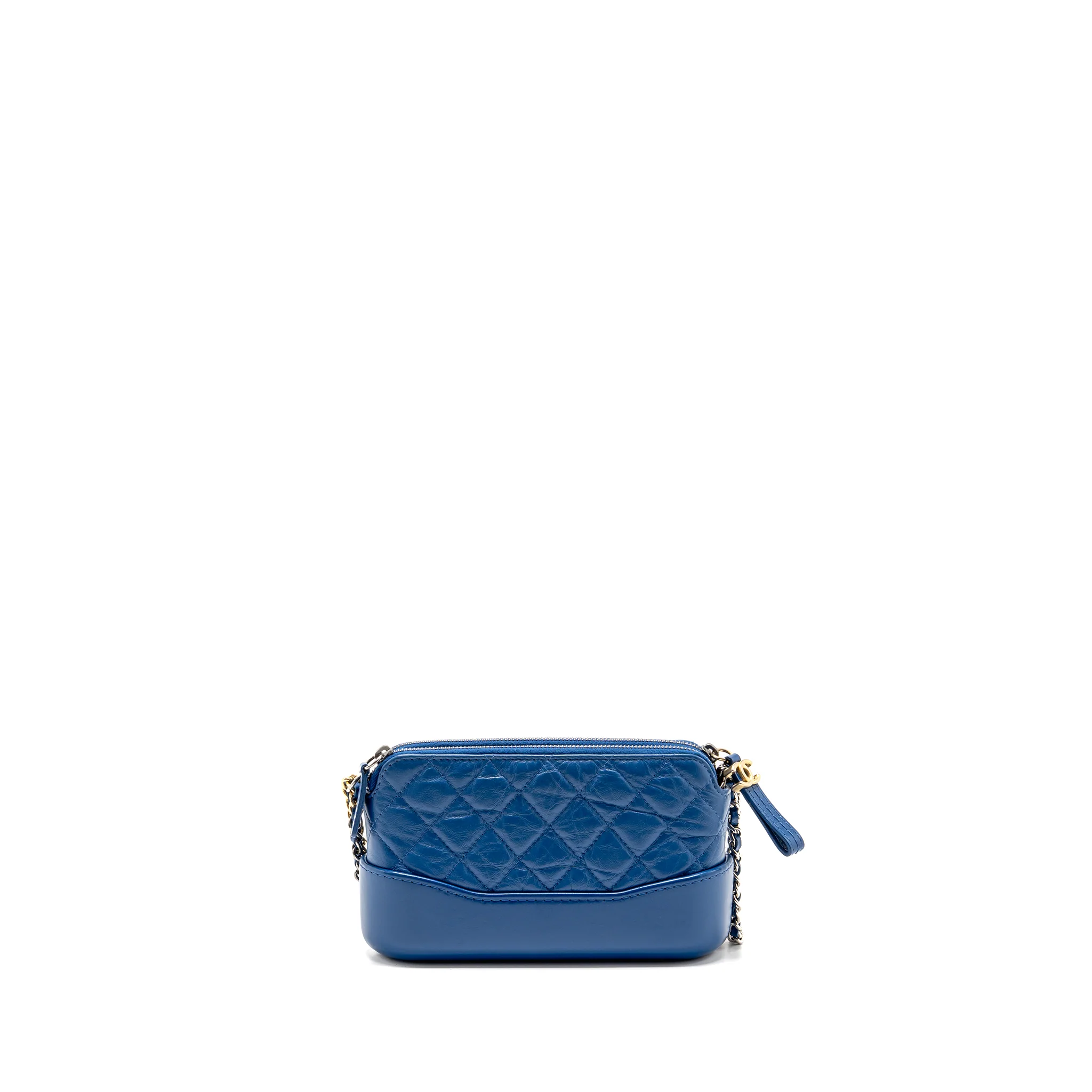 Chanel Gabrielle double zip clutch on chain calfskin blue multicoloured hardware - Image 2