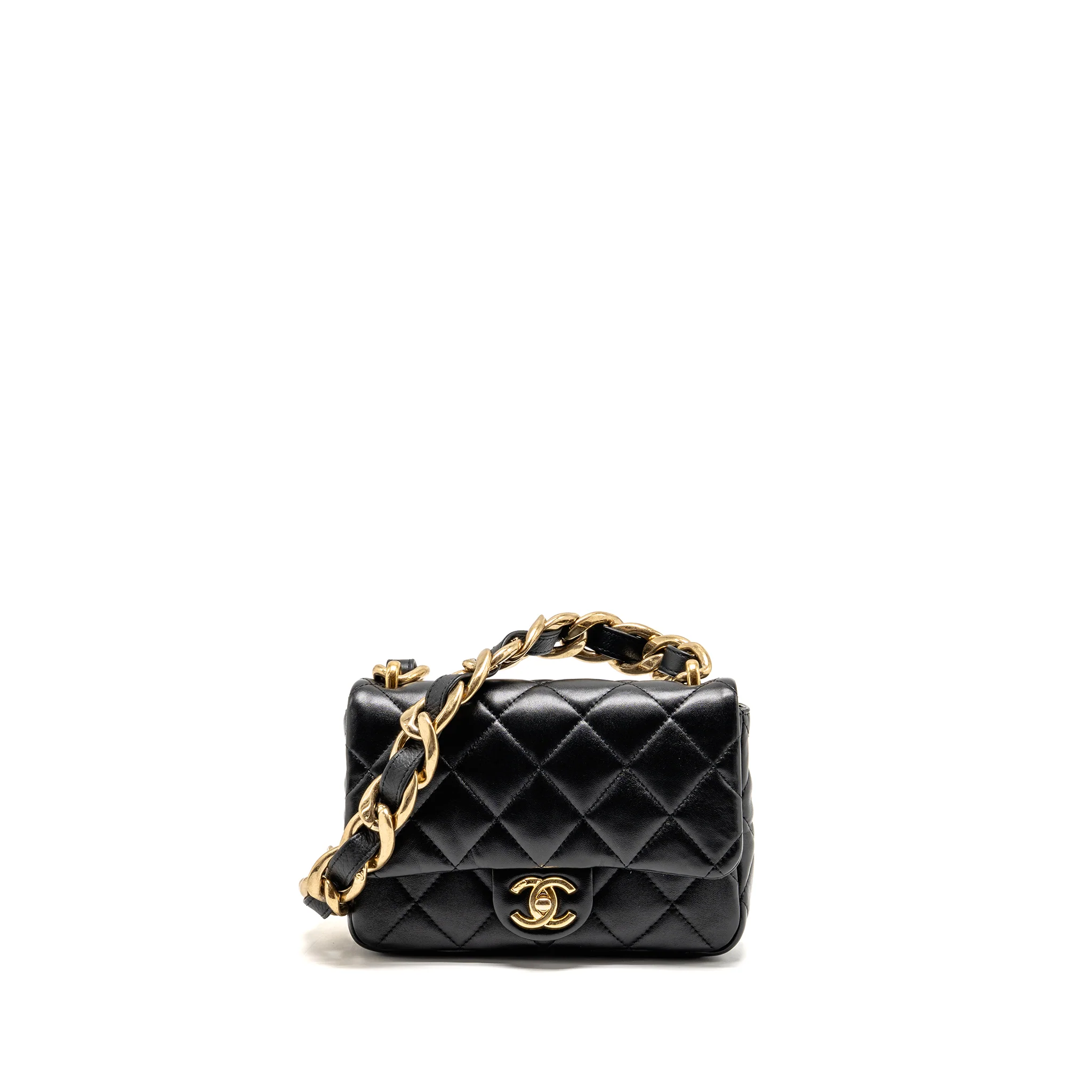 Chanel Giant Chain Flap Bag Lambskin Black GHW (Microchip)