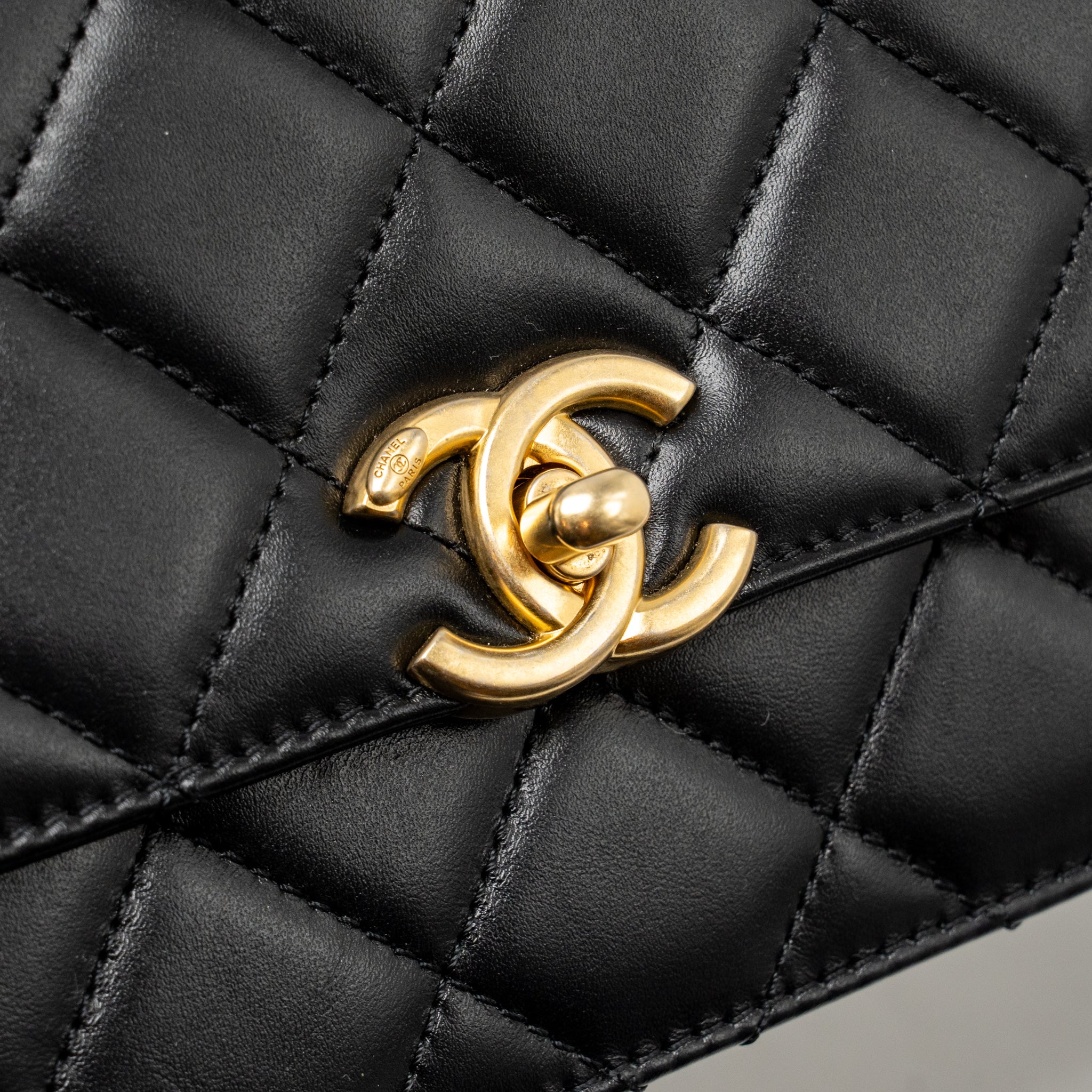 Chanel Gold Crush Mini Flap Bag Shiny Calfskin Black GHW (Microchip) - Image 13