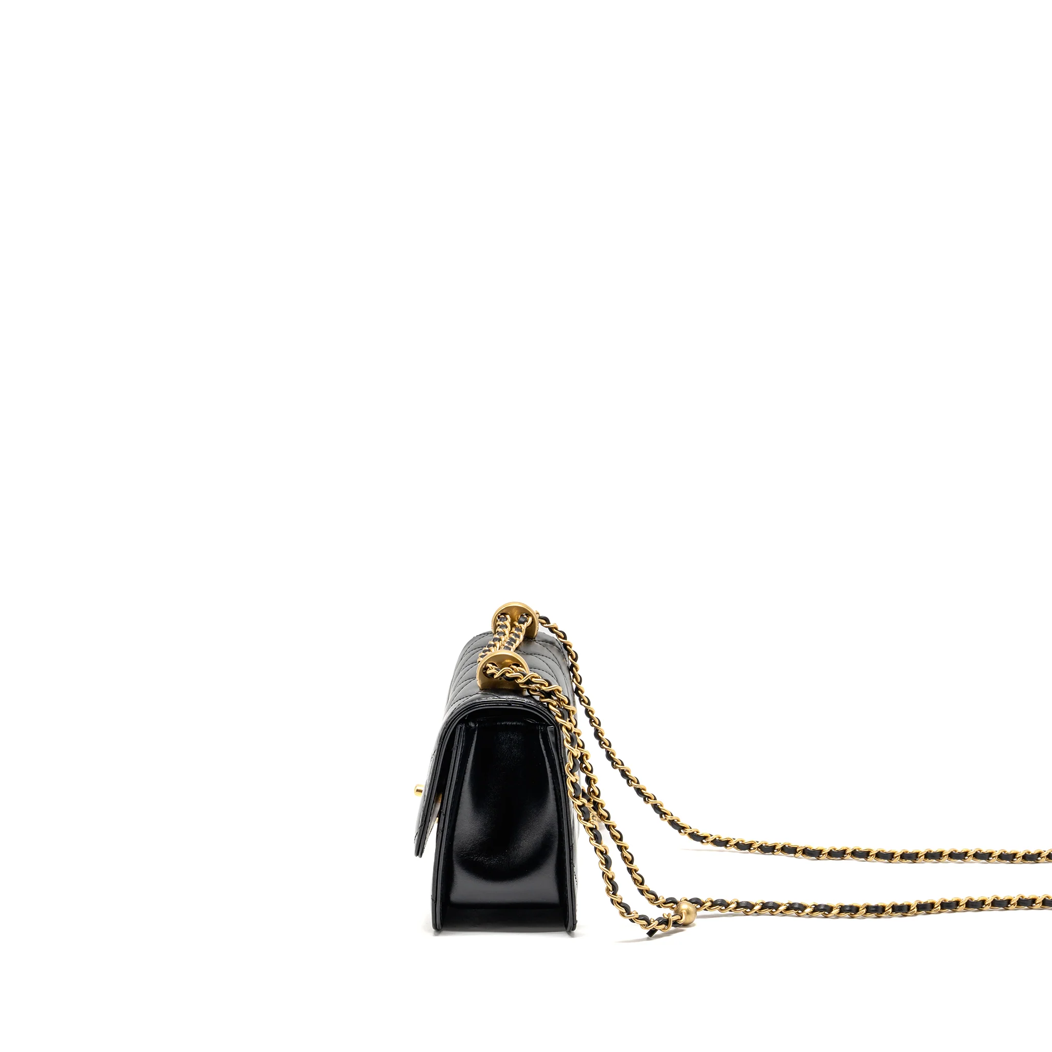 Chanel gold crush flap bag calfskin black GHW (microchip) - Image 4
