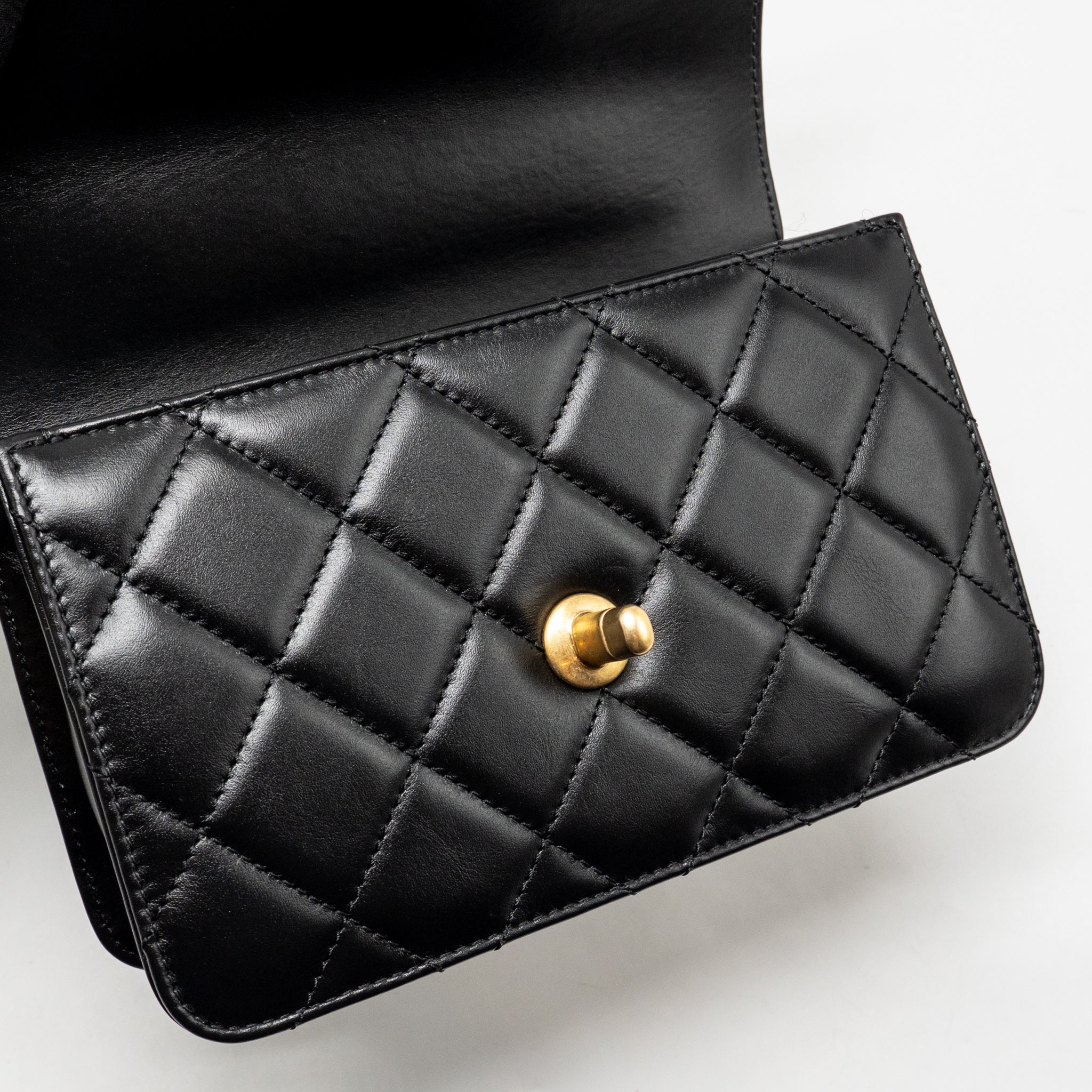 Chanel Gold Crush Mini Flap Bag Calfskin Black GHW (Microchip) - Image 13