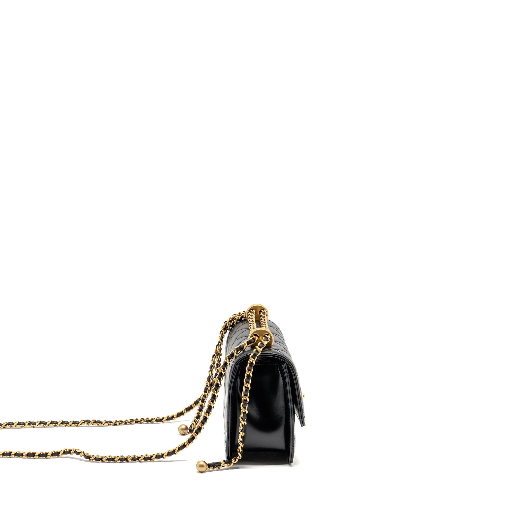 Chanel Gold Crush Mini Flap Bag Calfskin Black GHW (Microchip) - Image 3
