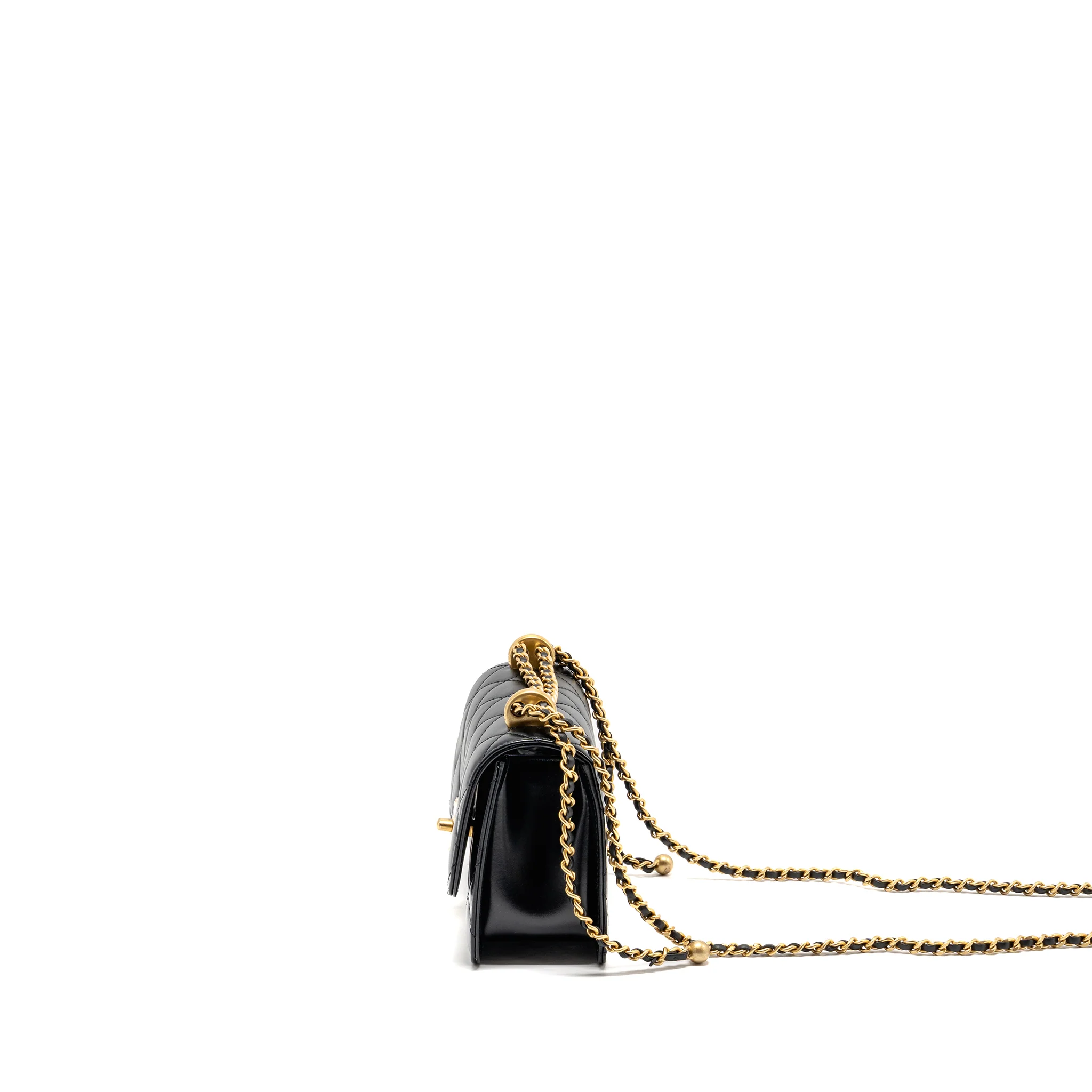 Chanel Gold Crush Mini Flap Bag Calfskin Black GHW (Microchip) - Image 4