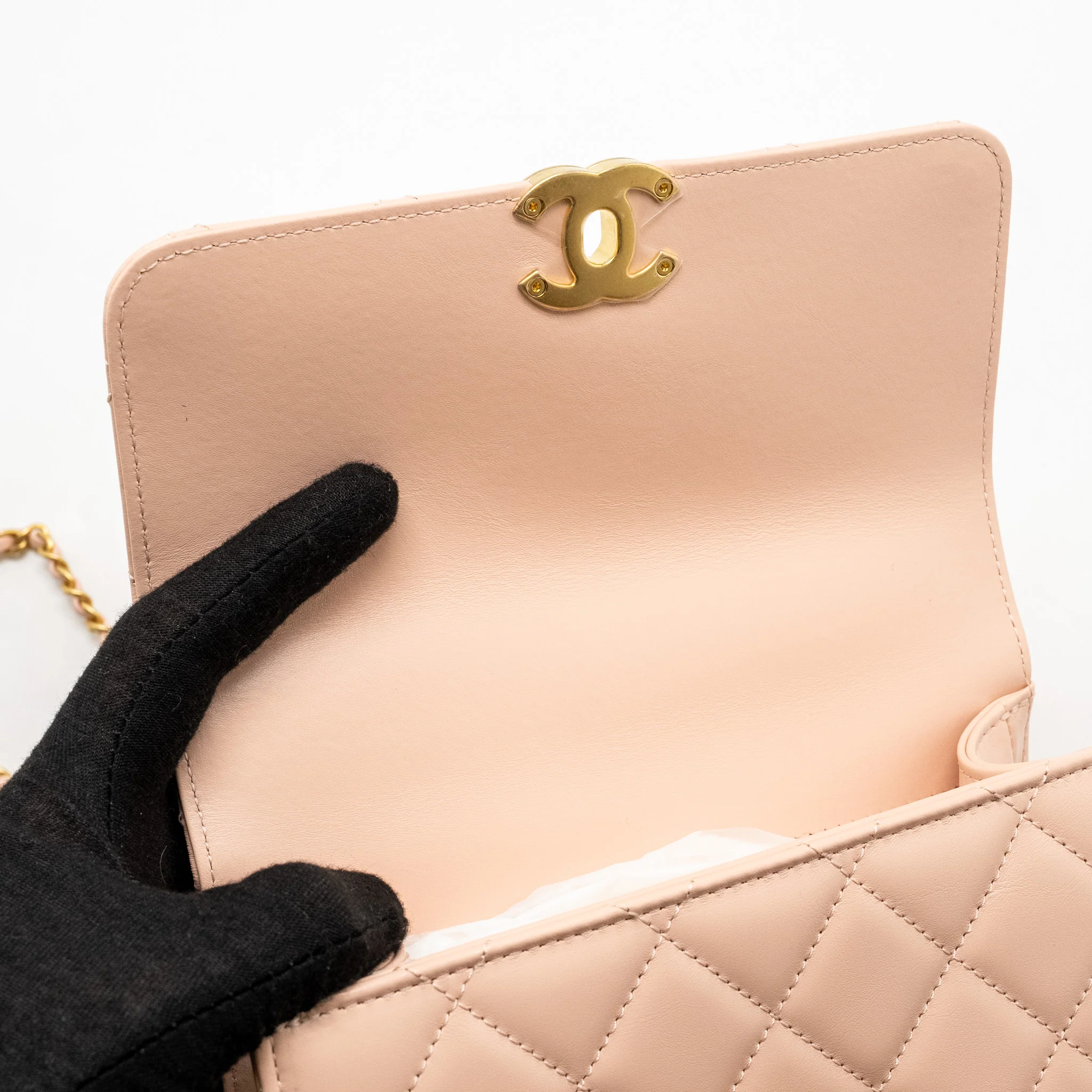 Chanel Gold Crush Mini Flap Bag Calfskin Light Pink GHW (microchip) - Image 15