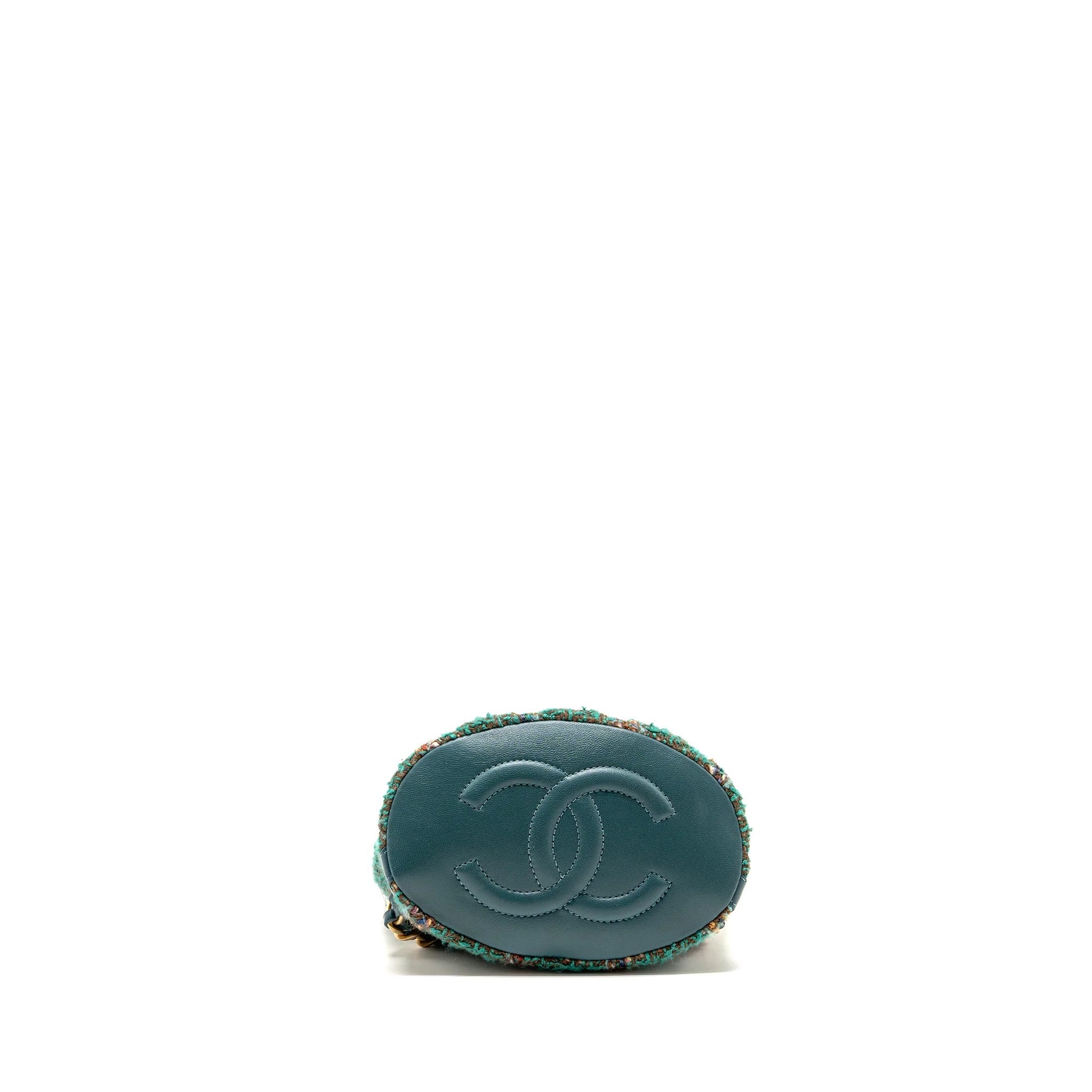 Chanel Bucket Backpack with Case Tweed/Lambskin Dark Green/Multicolour GHW (Microchip) - Image 6