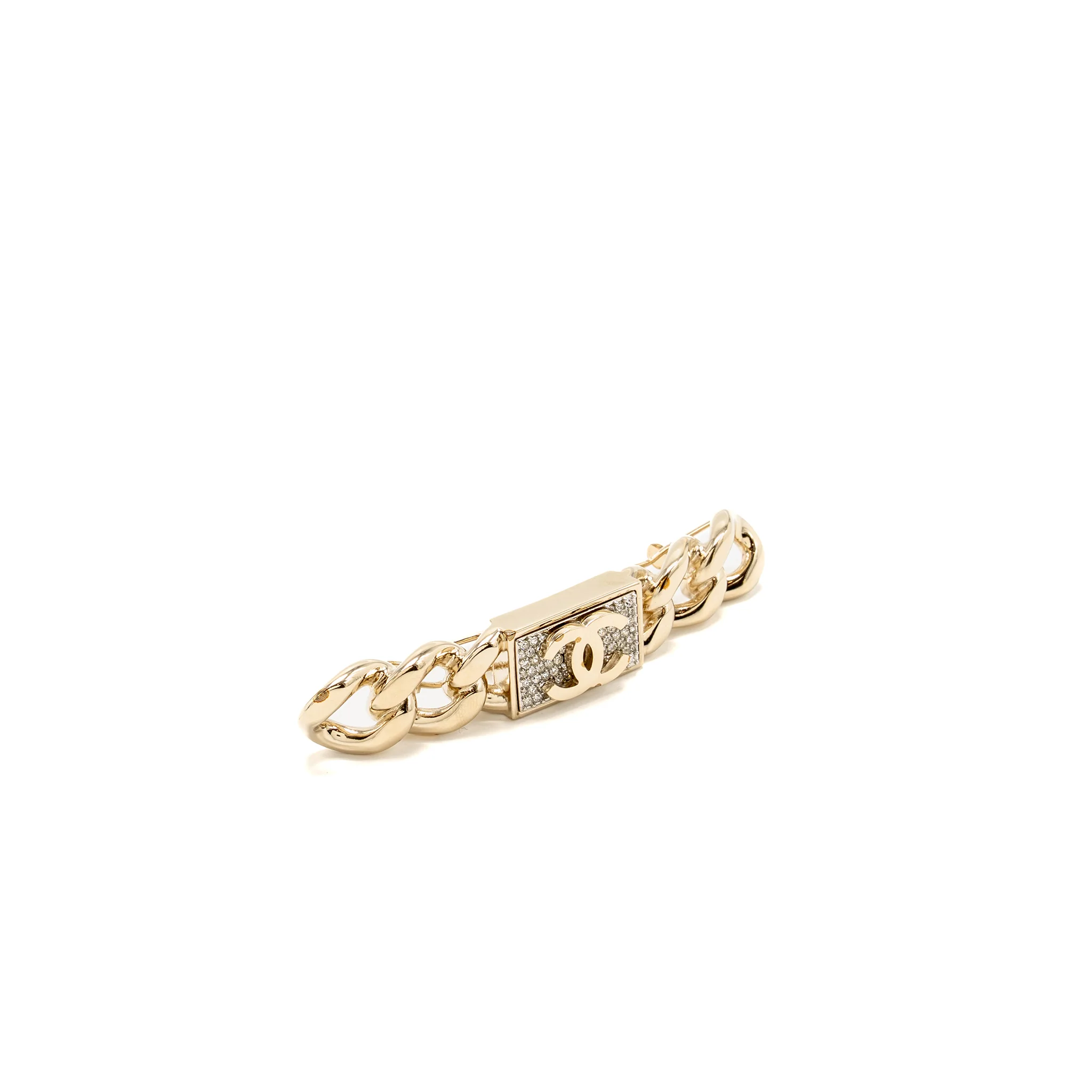 Chanel 21C CC Hair Clip Crystal Light Gold Tone - Image 3
