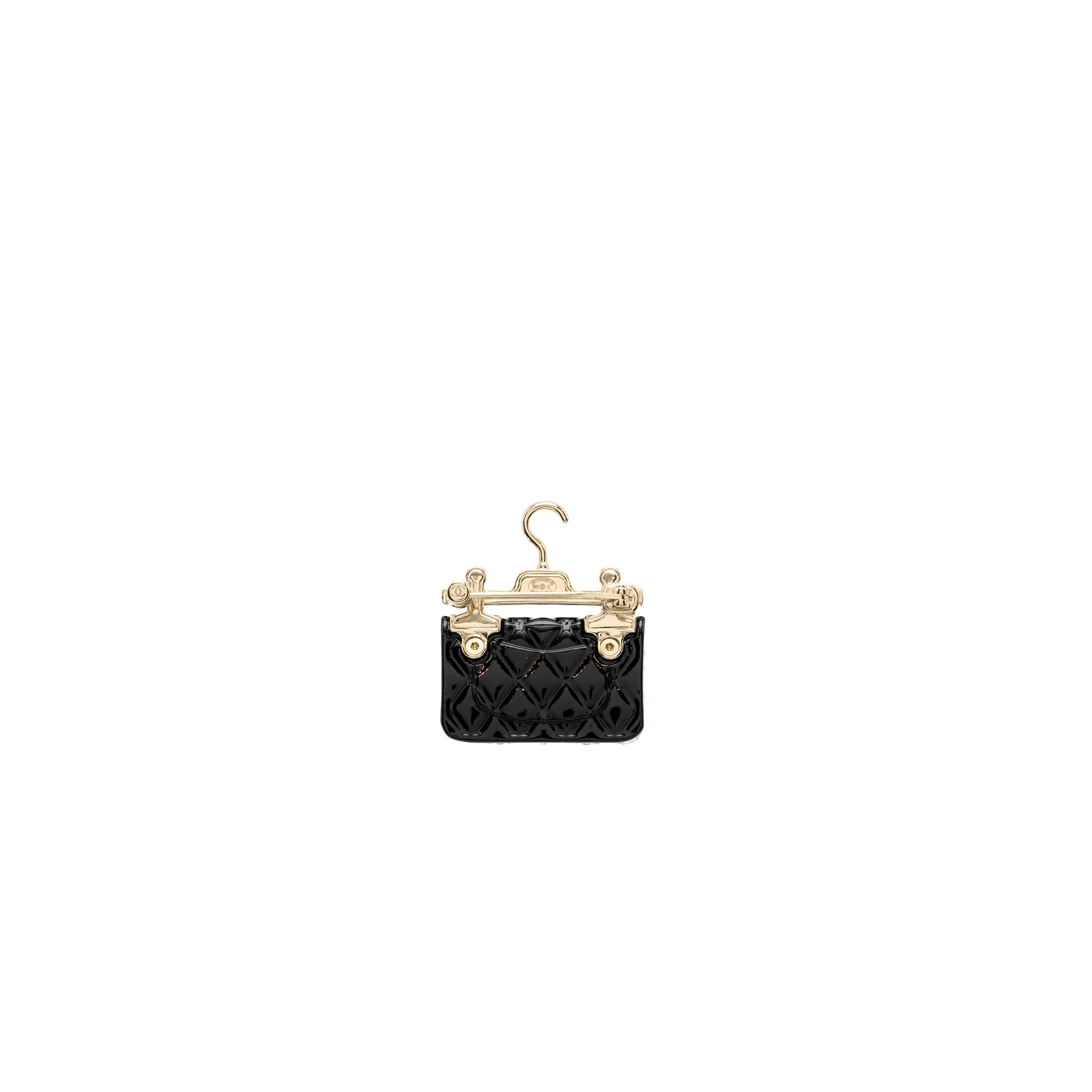 Chanel Hanger Flap Bag Brooch Black LGHW - Image 3