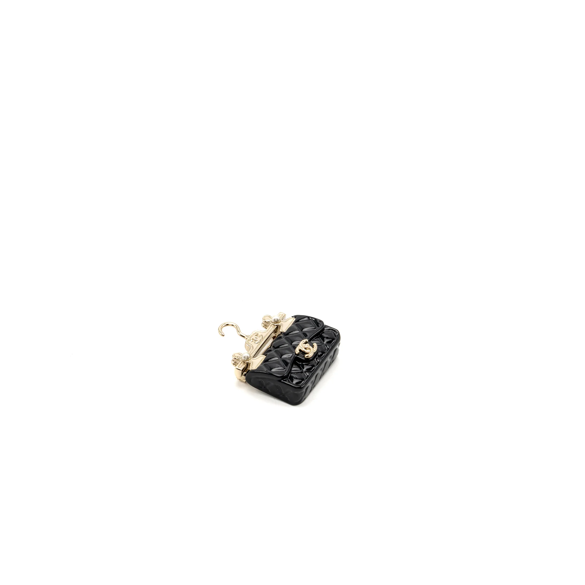 Chanel Hanger Flap Bag Brooch Black LGHW - Image 4