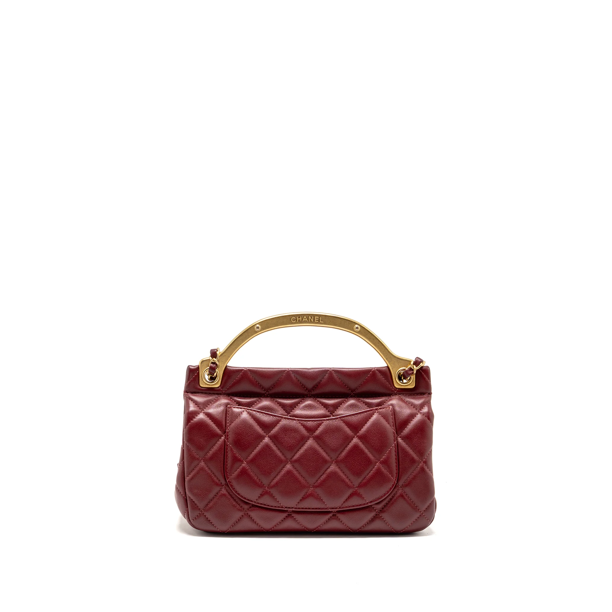Chanel hanger flap bag lambskin dark red GHW (microchip) - Image 2
