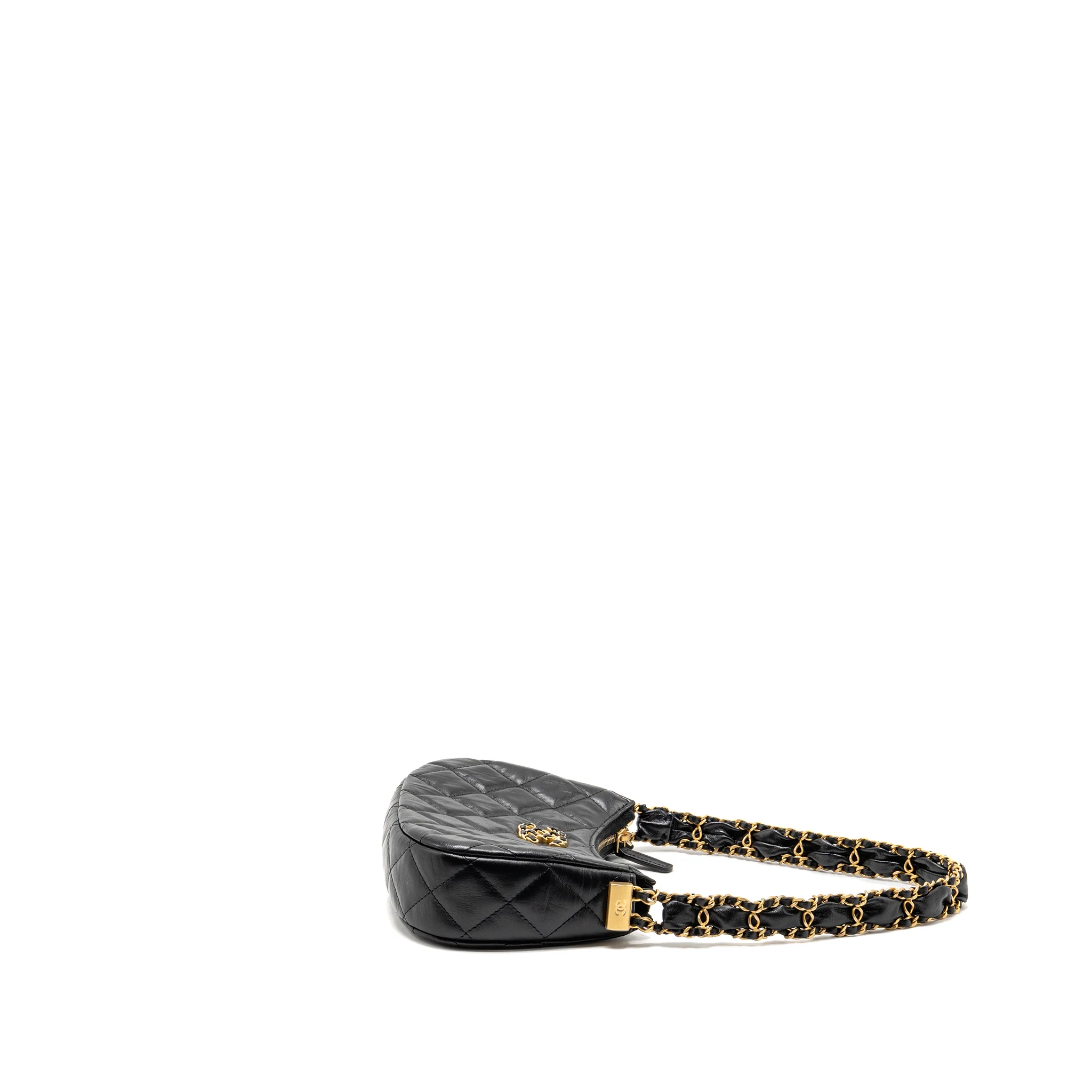 Chanel 23K Small 19 Hobo Shoulder Bag Calfskin Black GHW (Microchip) - Image 4