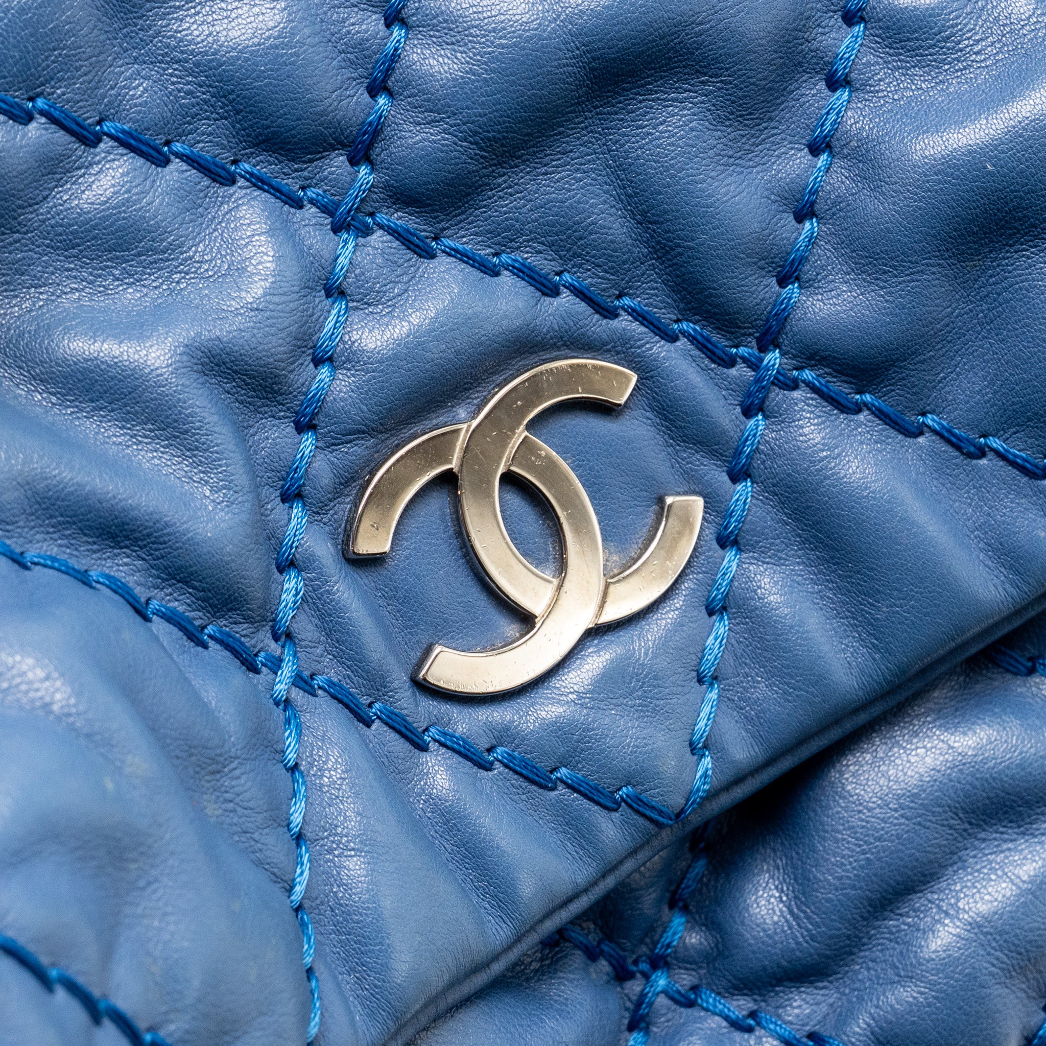 Chanel Hobo Shoulder Bag calfskin Blue SHW - Image 12