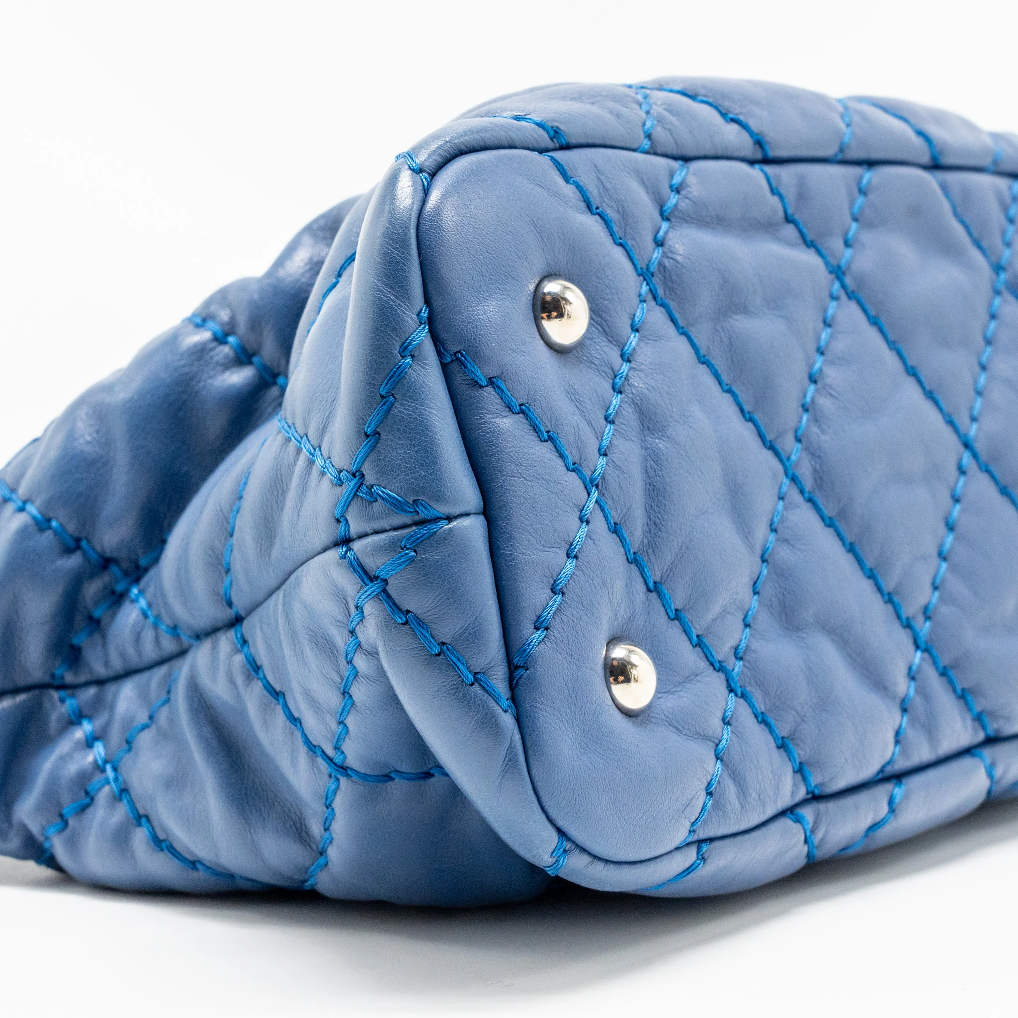 Chanel Hobo Shoulder Bag calfskin Blue SHW - Image 6