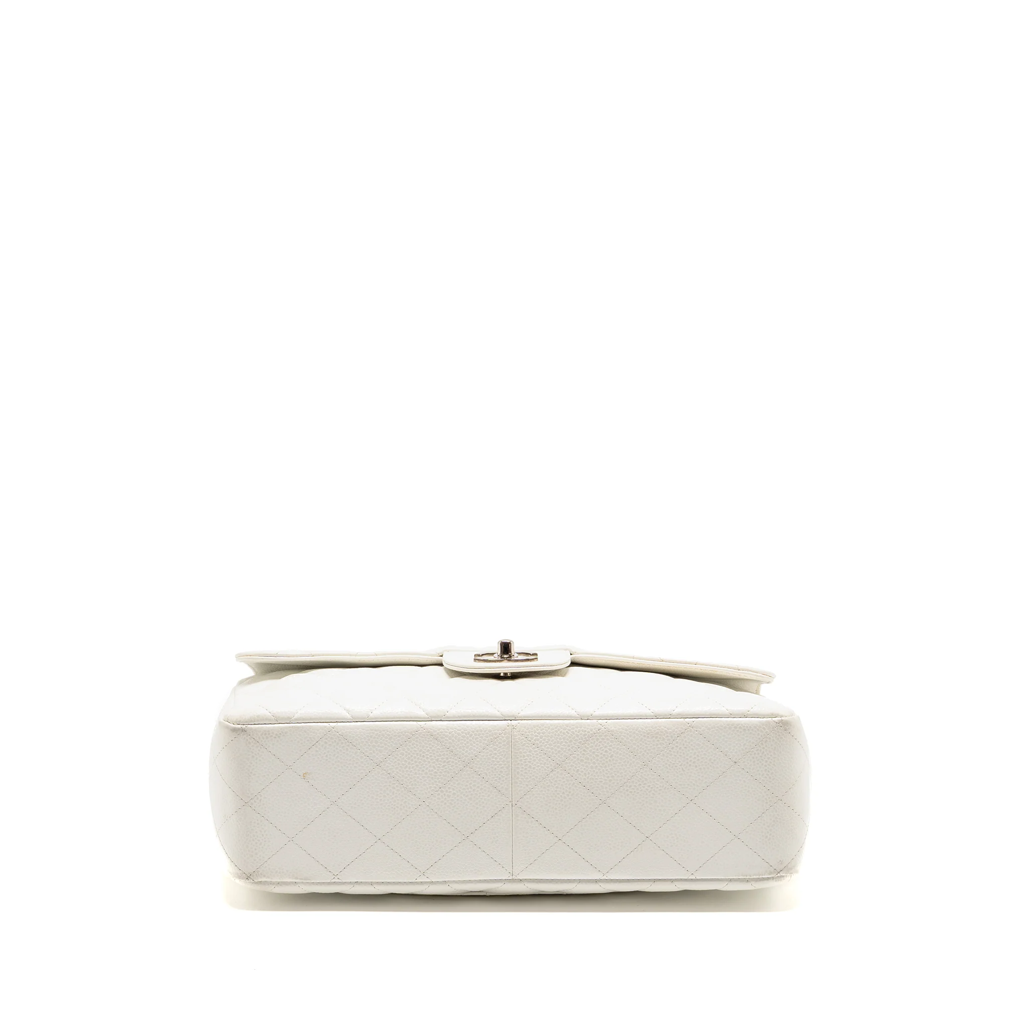 Chanel Jumbo Classic Single Flap Bag Caviar White SHW - Image 5