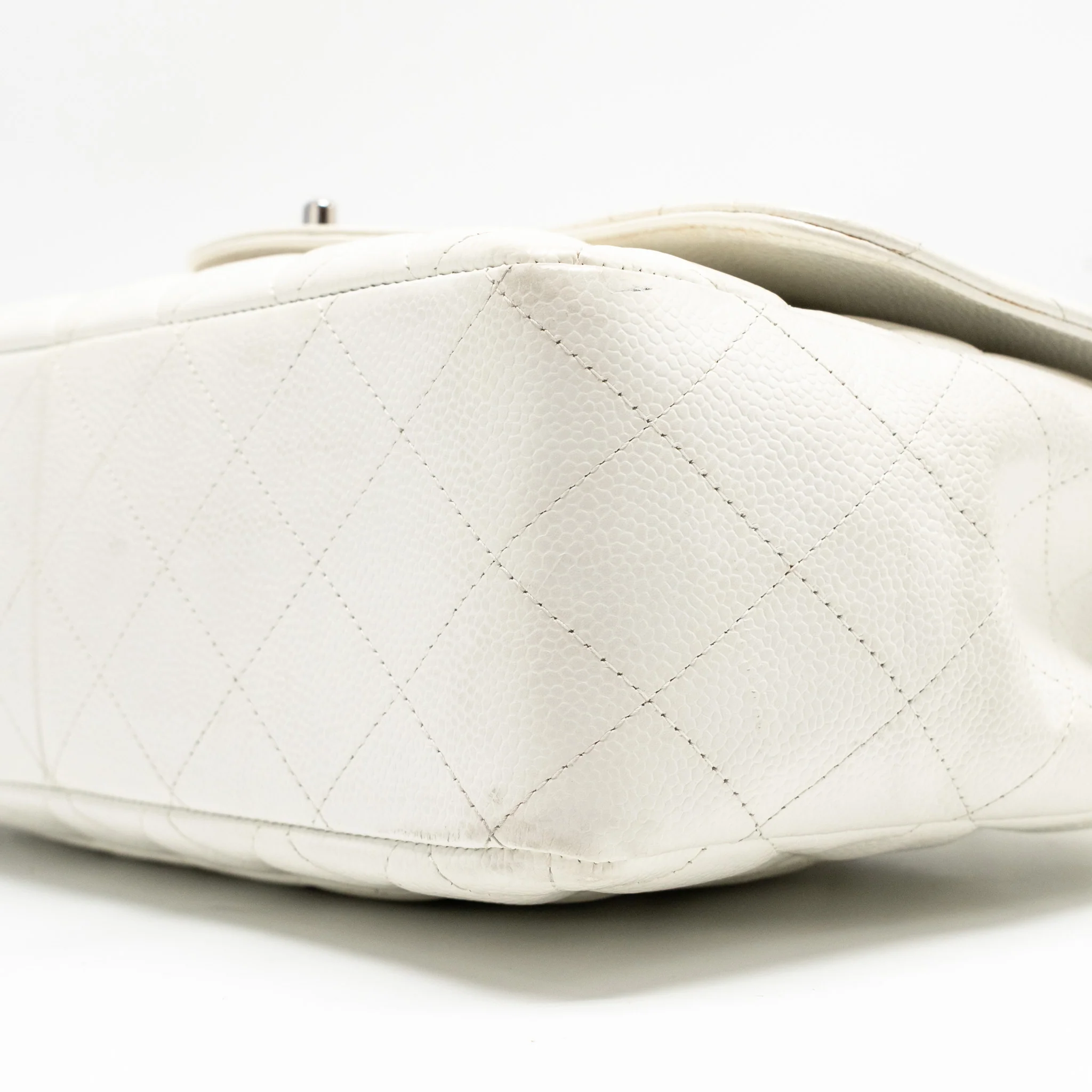 Chanel Jumbo Classic Single Flap Bag Caviar White SHW - Image 7