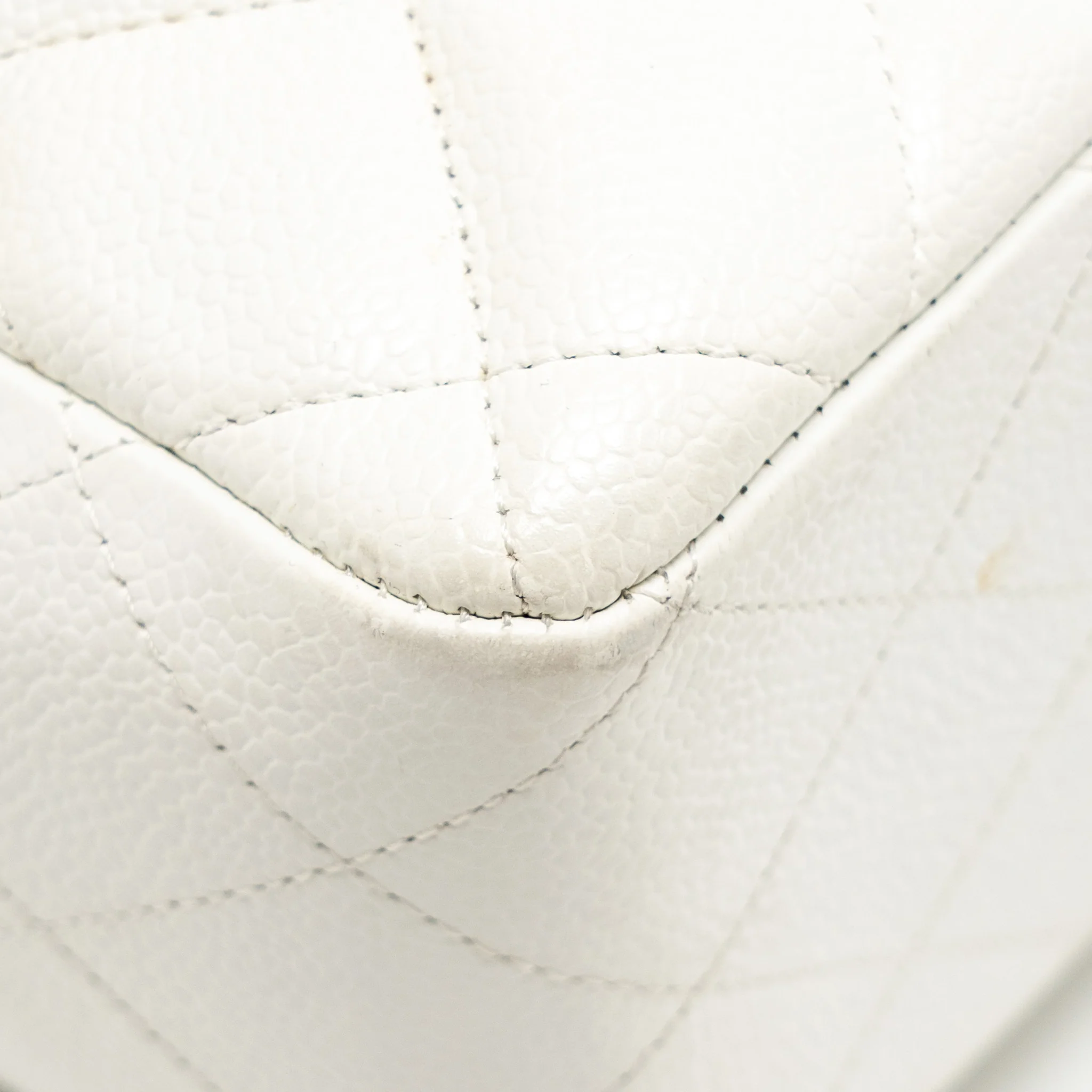 Chanel Jumbo Classic Single Flap Bag Caviar White SHW - Image 8