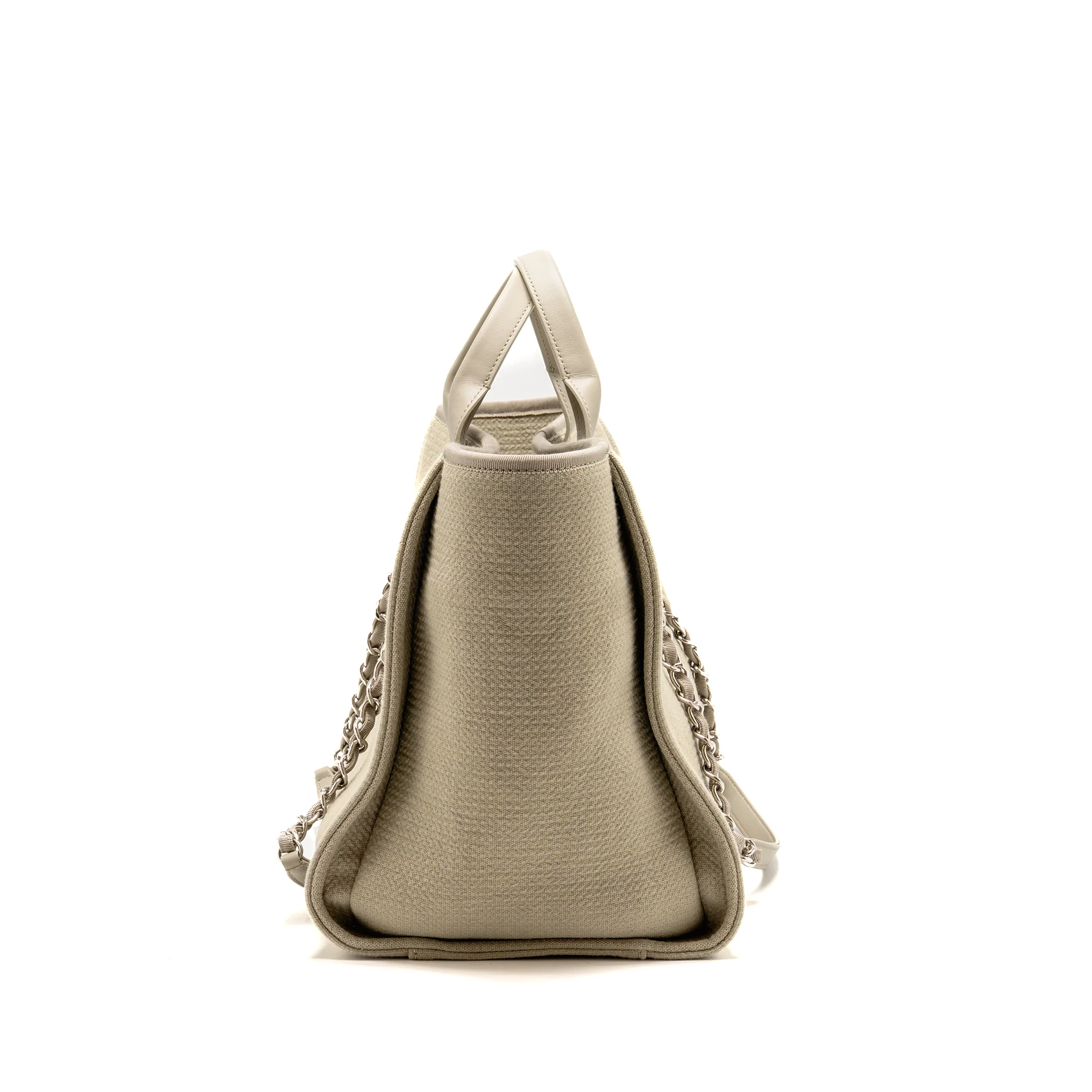 Chanel Large Deauville Tote Bag Canvas/Leather Grey SHW (Microchip) - Image 3