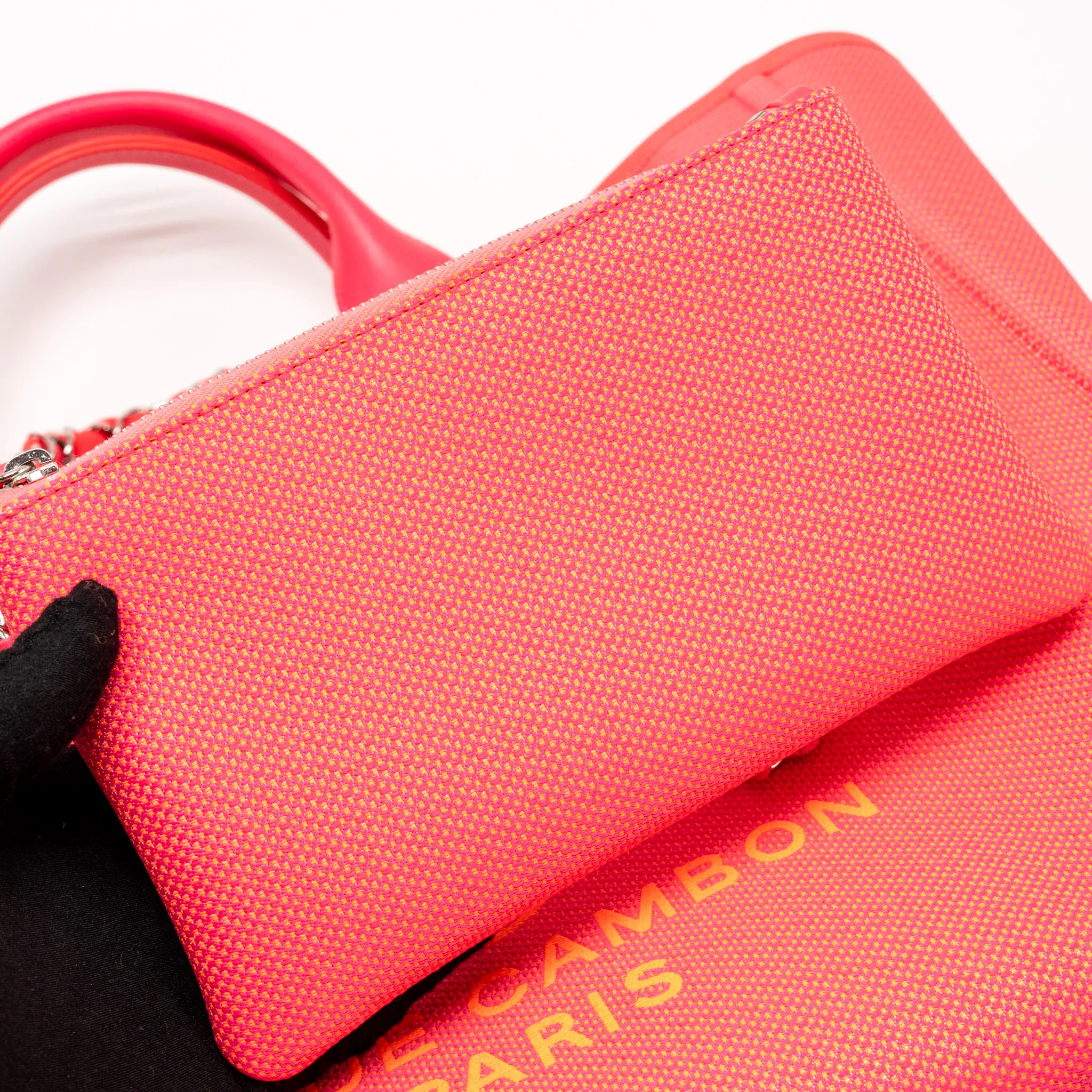Chanel Large Deauville Tote Shopping Bag Canvas/Calfskin Hot Pink SHW - Image 14