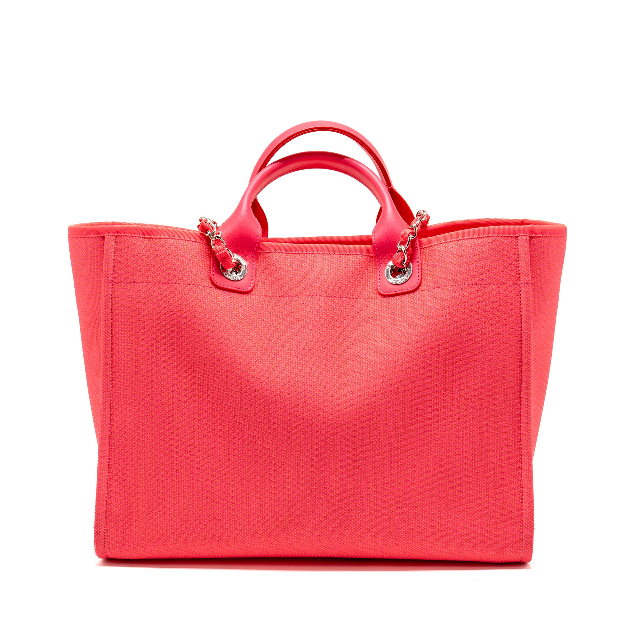 Chanel Large Deauville Tote Shopping Bag Canvas/Calfskin Hot Pink SHW - Image 2