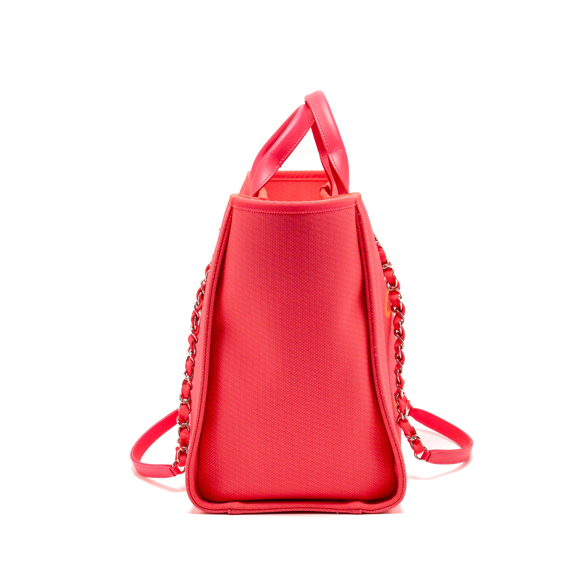 Chanel Large Deauville Tote Shopping Bag Canvas/Calfskin Hot Pink SHW - Image 3