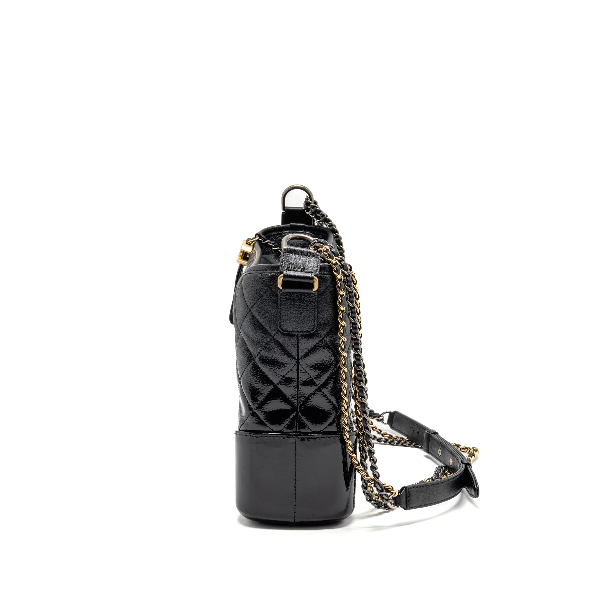 Chanel Large Gabrielle Hobo Bag Calfskin / Patent Black Multicolor Hardware - Image 4