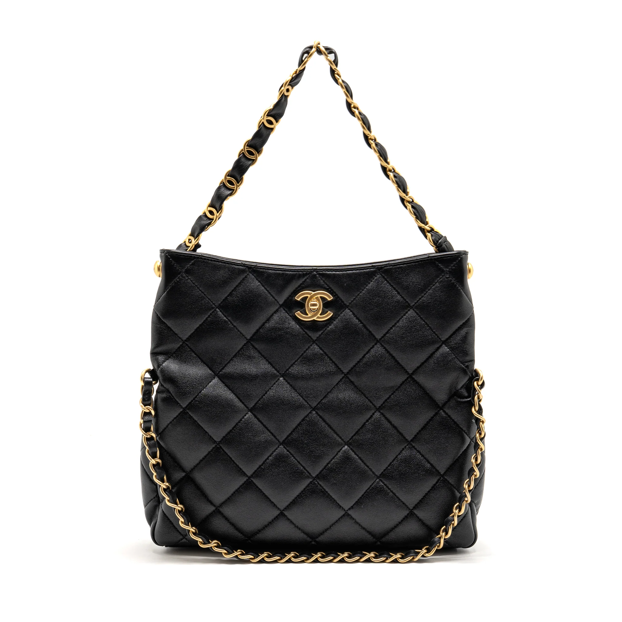 Chanel Large Hobo Bag Lambskin Black GHW (Microchip) - Image 2