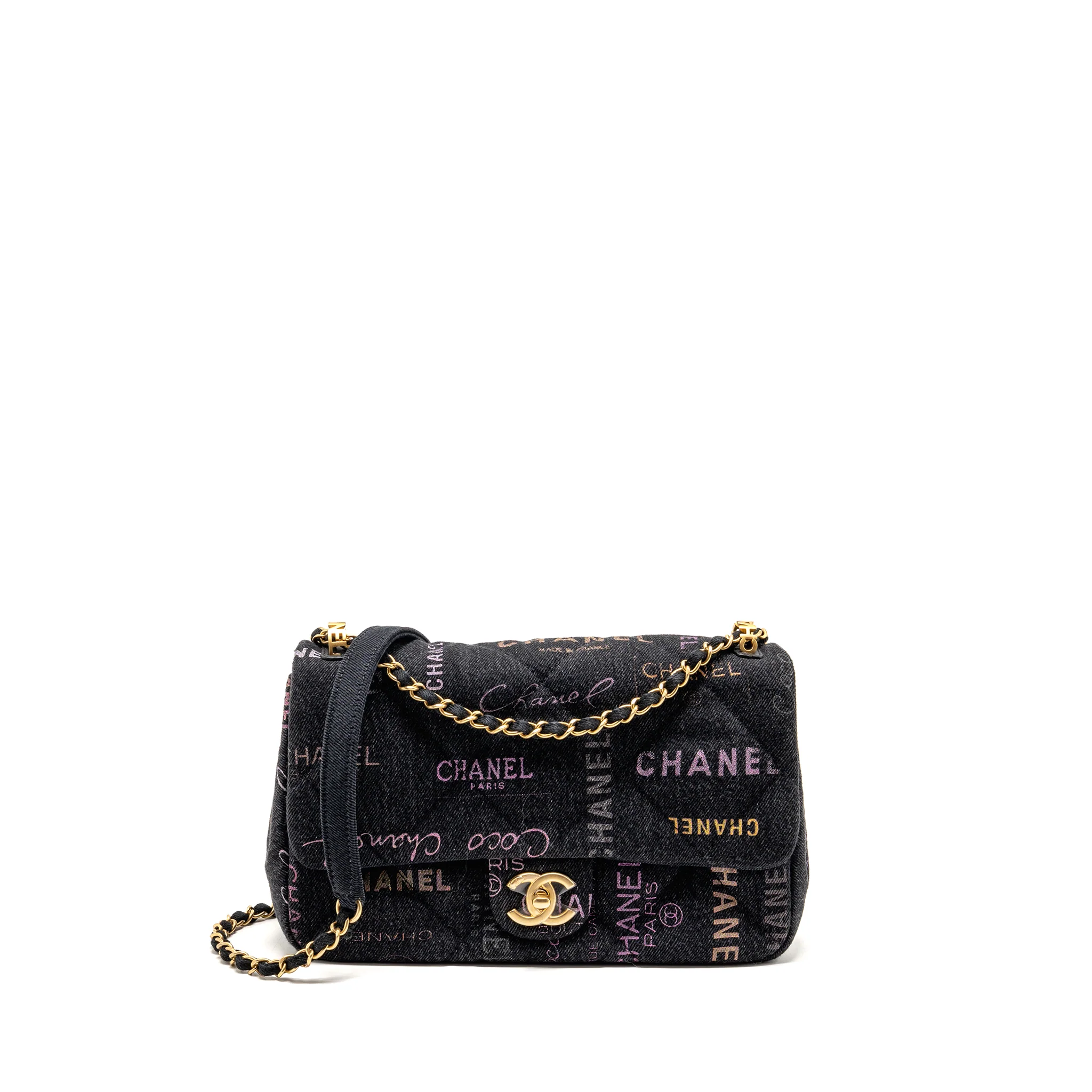 Chanel Large Mood Flap Bag Denim Black/Multicolour GHW (Microchip)