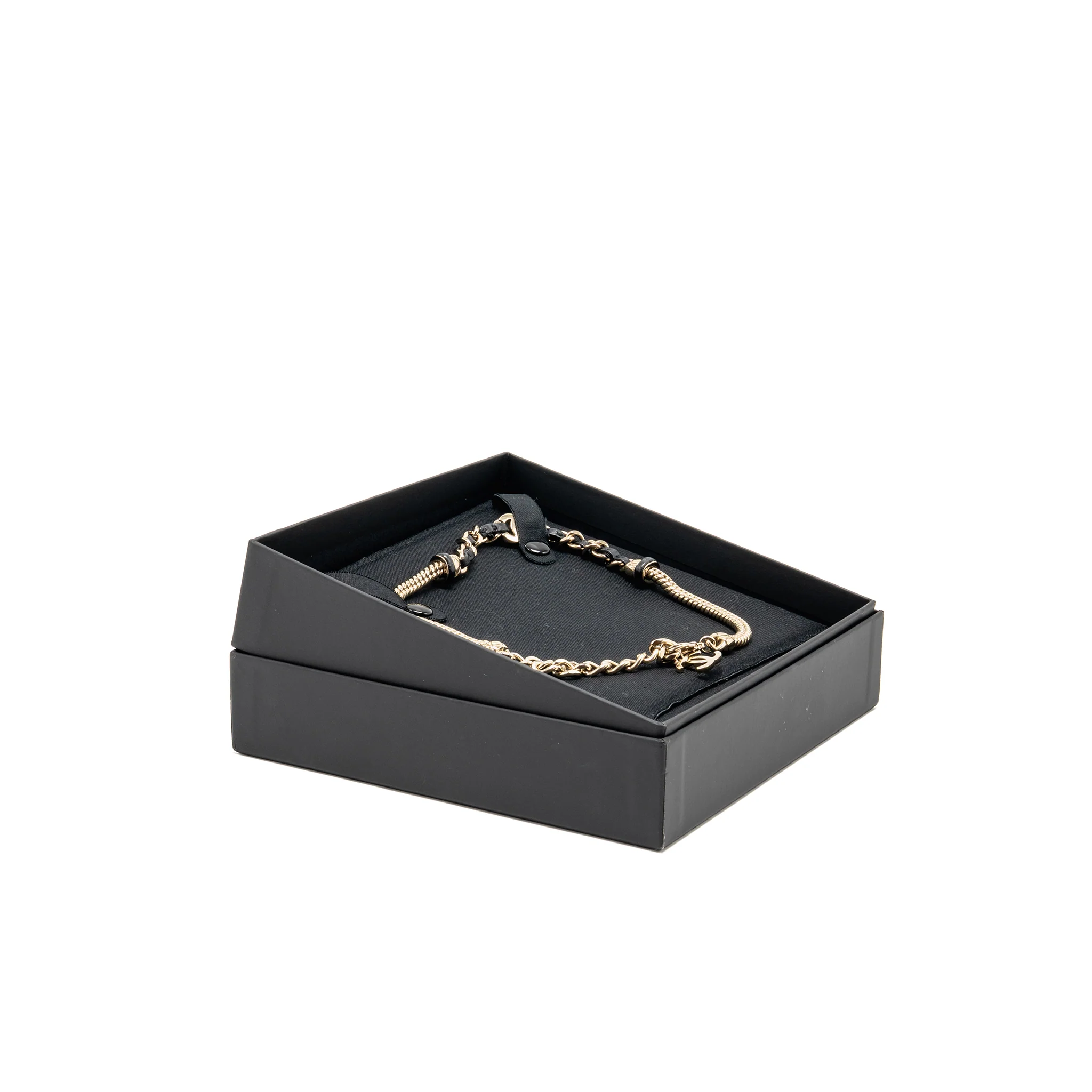 Chanel leather chain chocker black / light gold tone - Image 2