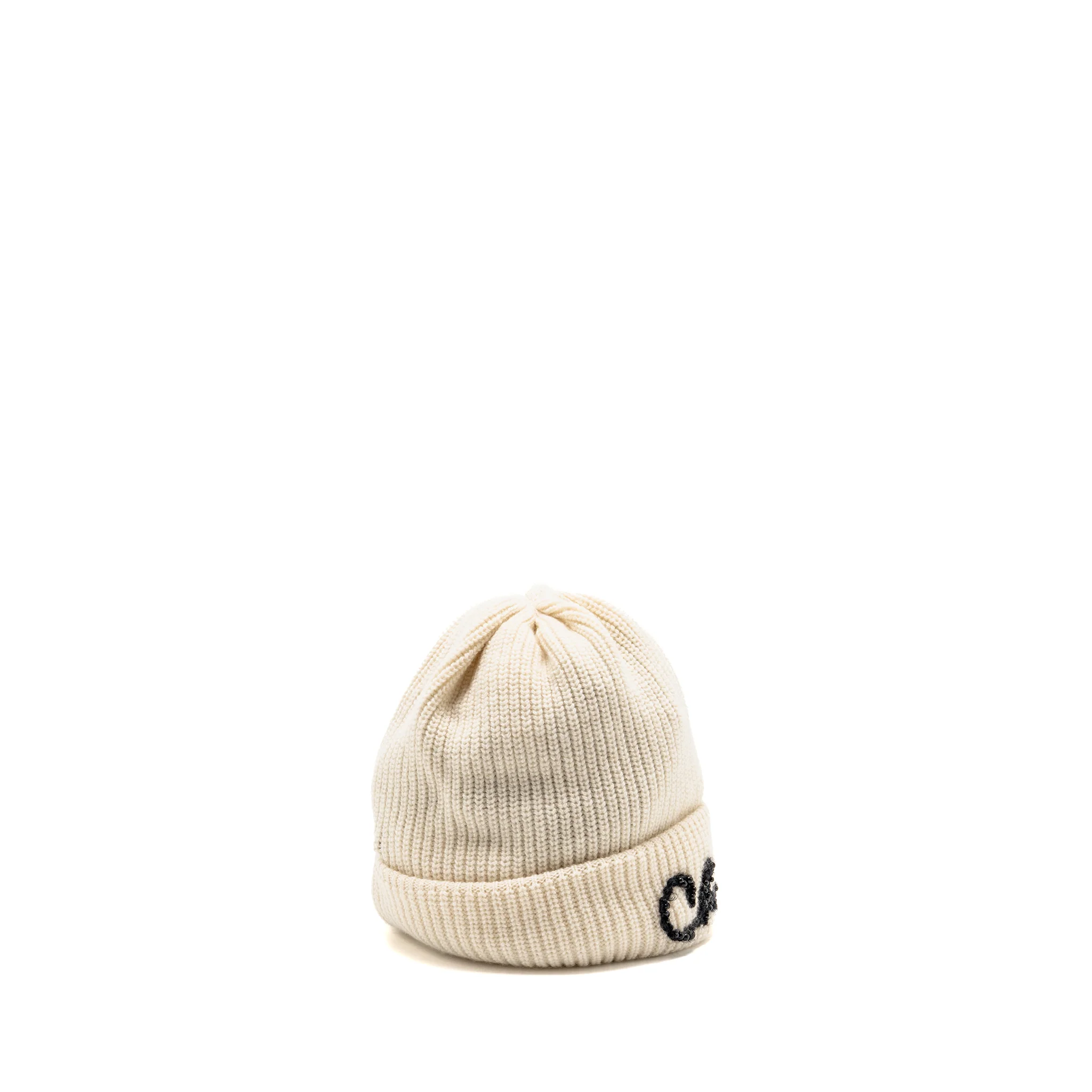 Chanel Letter Beannie cashmere ivory / black - Image 3