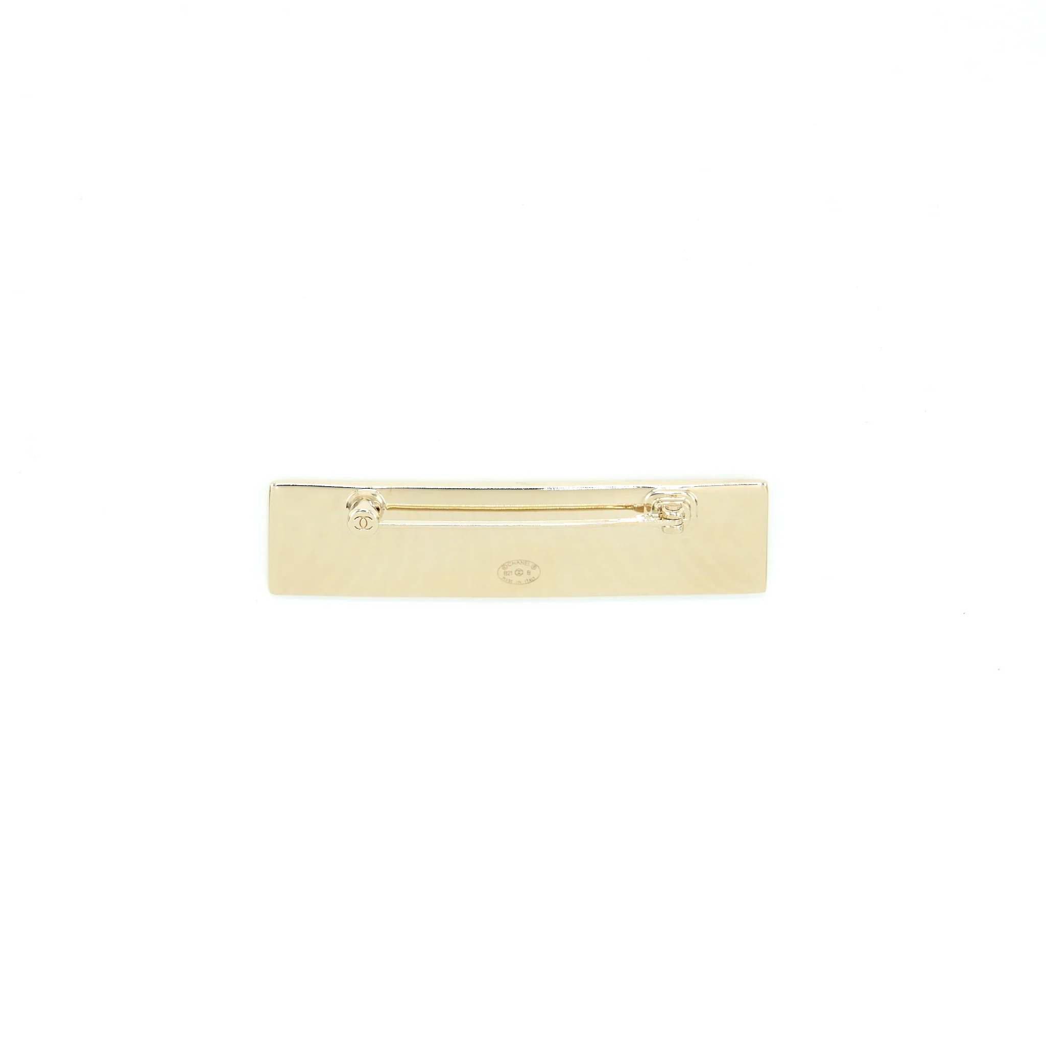 Chanel Letter Brooch Black/White Light Gold Tone - Image 3