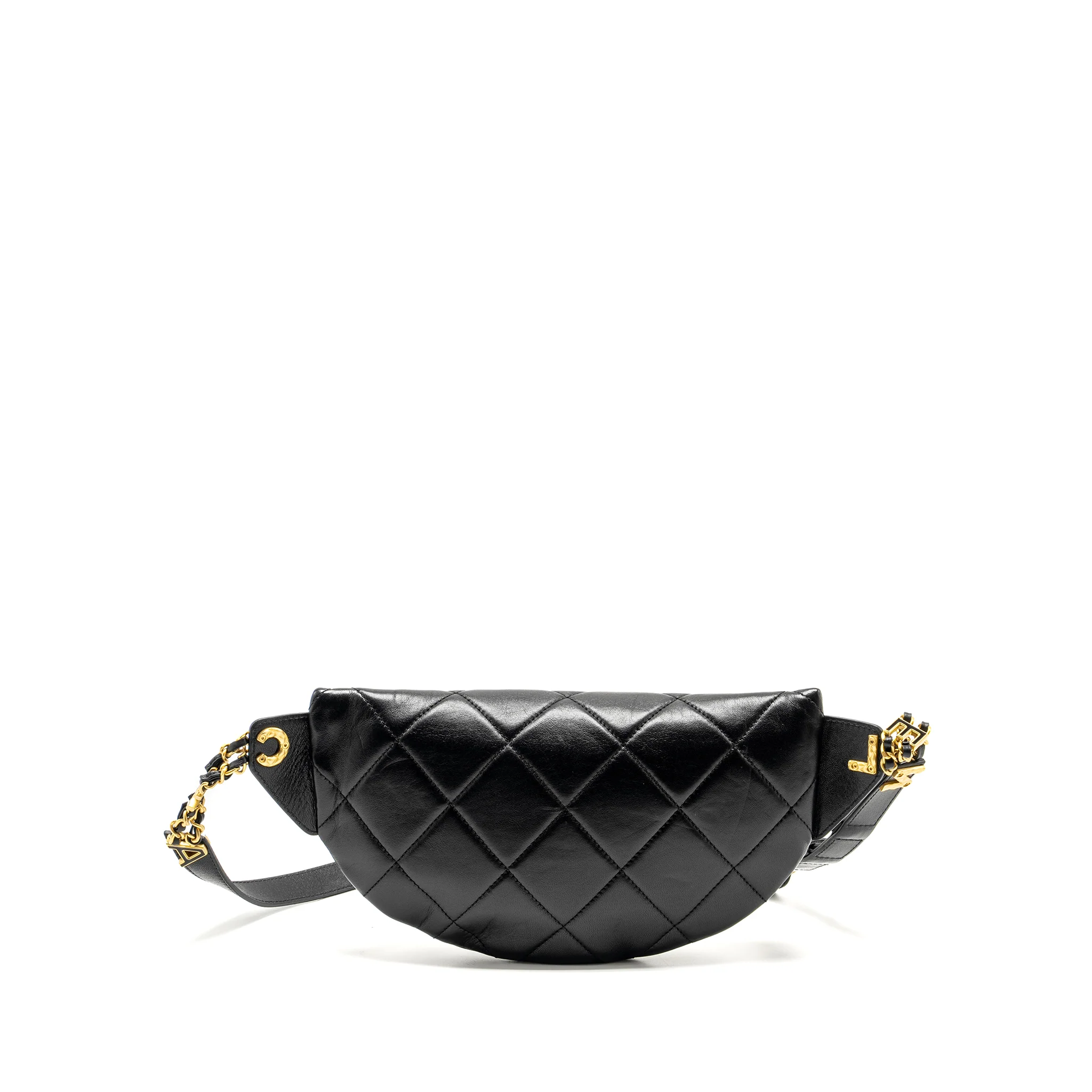 Chanel Letter Logo Detailed Waist Bag Lambskin Black GHW (Microchip) - Image 2