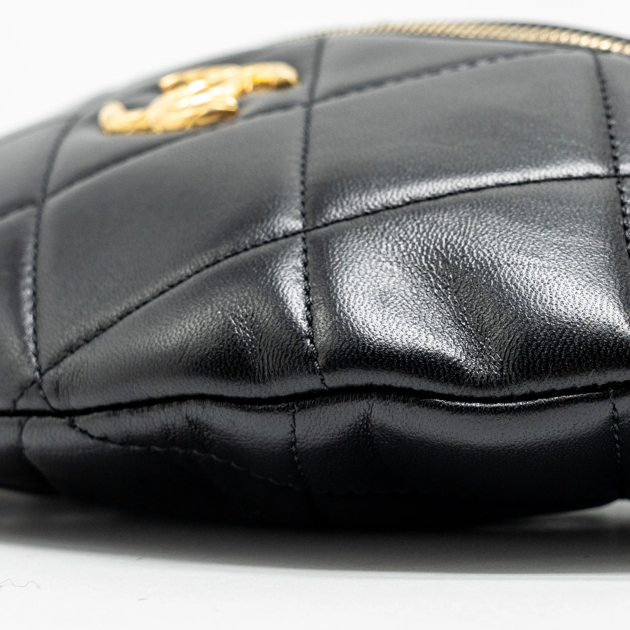Chanel Letter Logo Detailed Waist Bag Lambskin Black GHW (Microchip) - Image 7