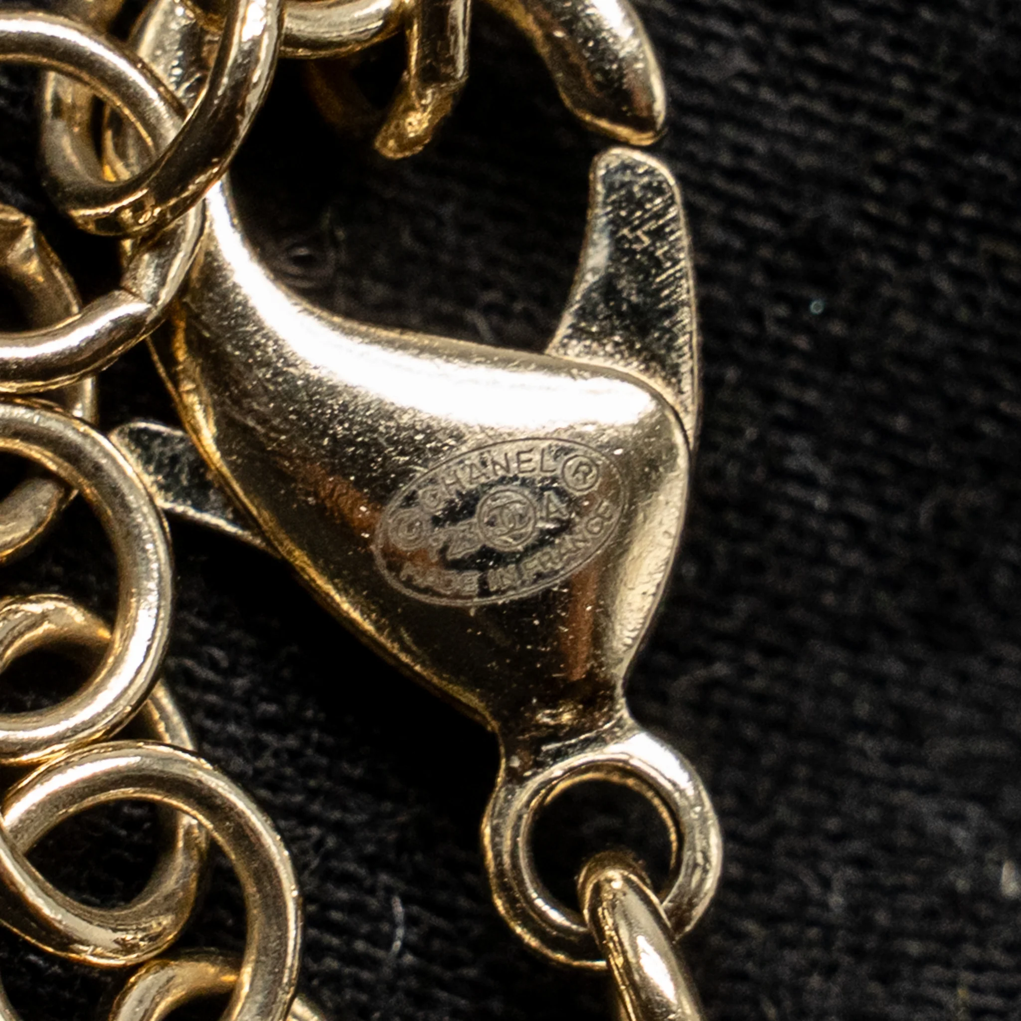 Chanel Letter Logo Necklace Crystal/Pearl Light Gold Tone - Image 6