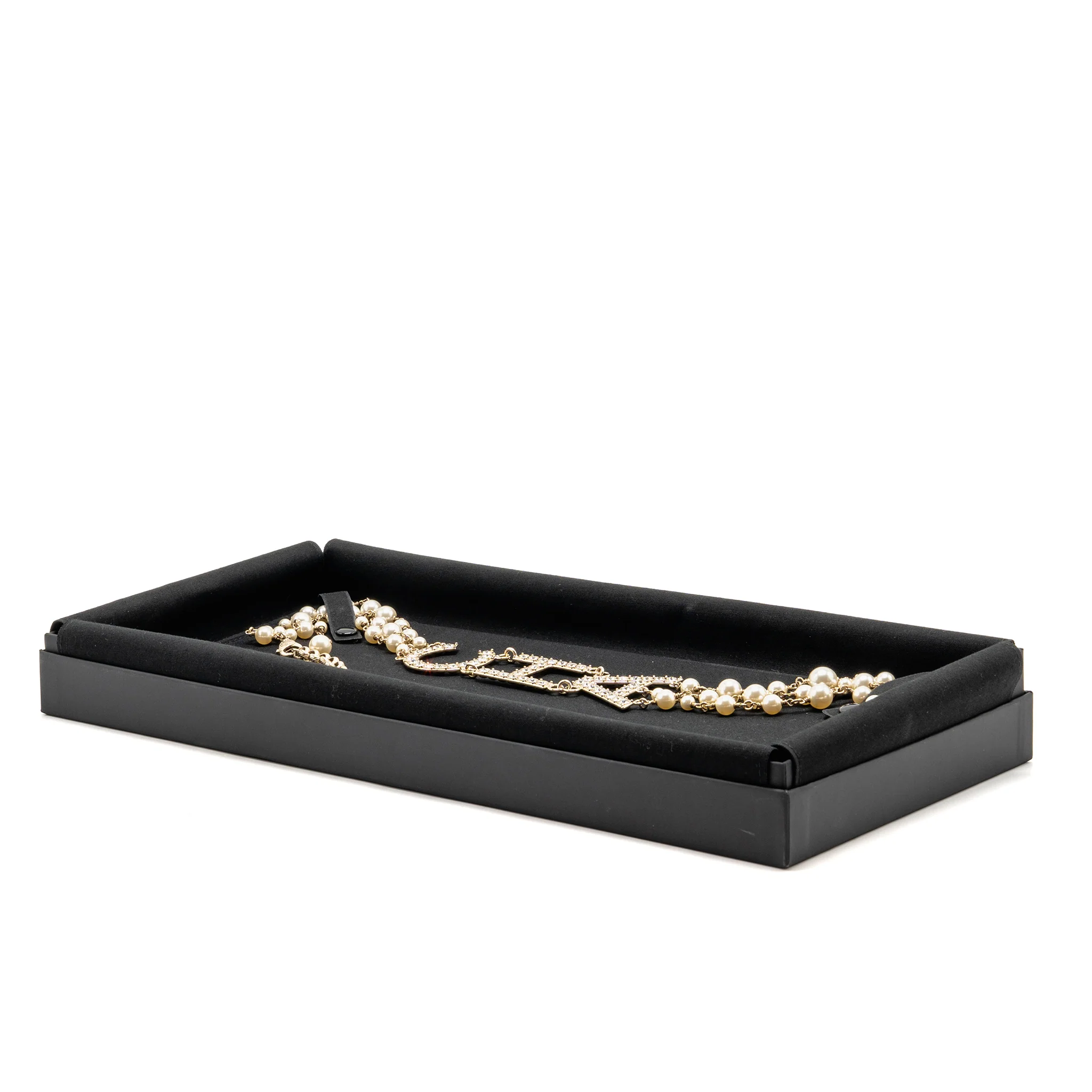 Chanel letter / pearl long giant necklace light gold tone - Image 2